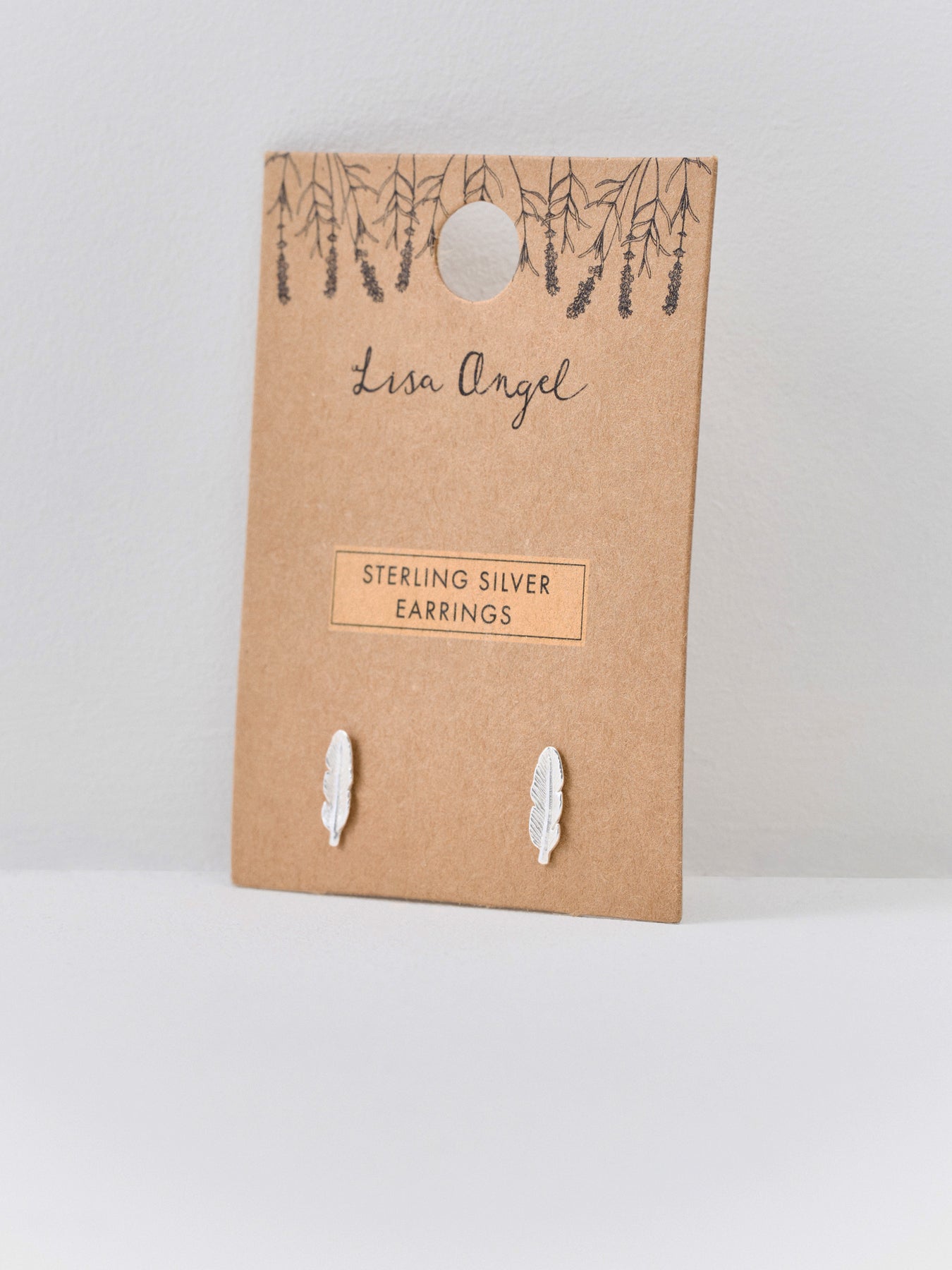 Tiny Feather Stud Earrings Silver