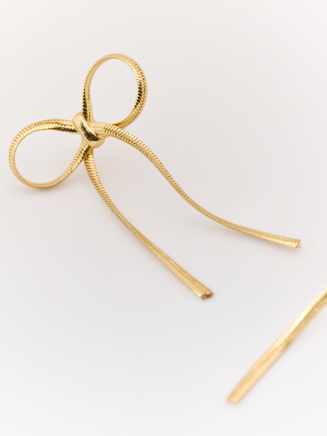Bow Snake Chain Stud Earrings Gold