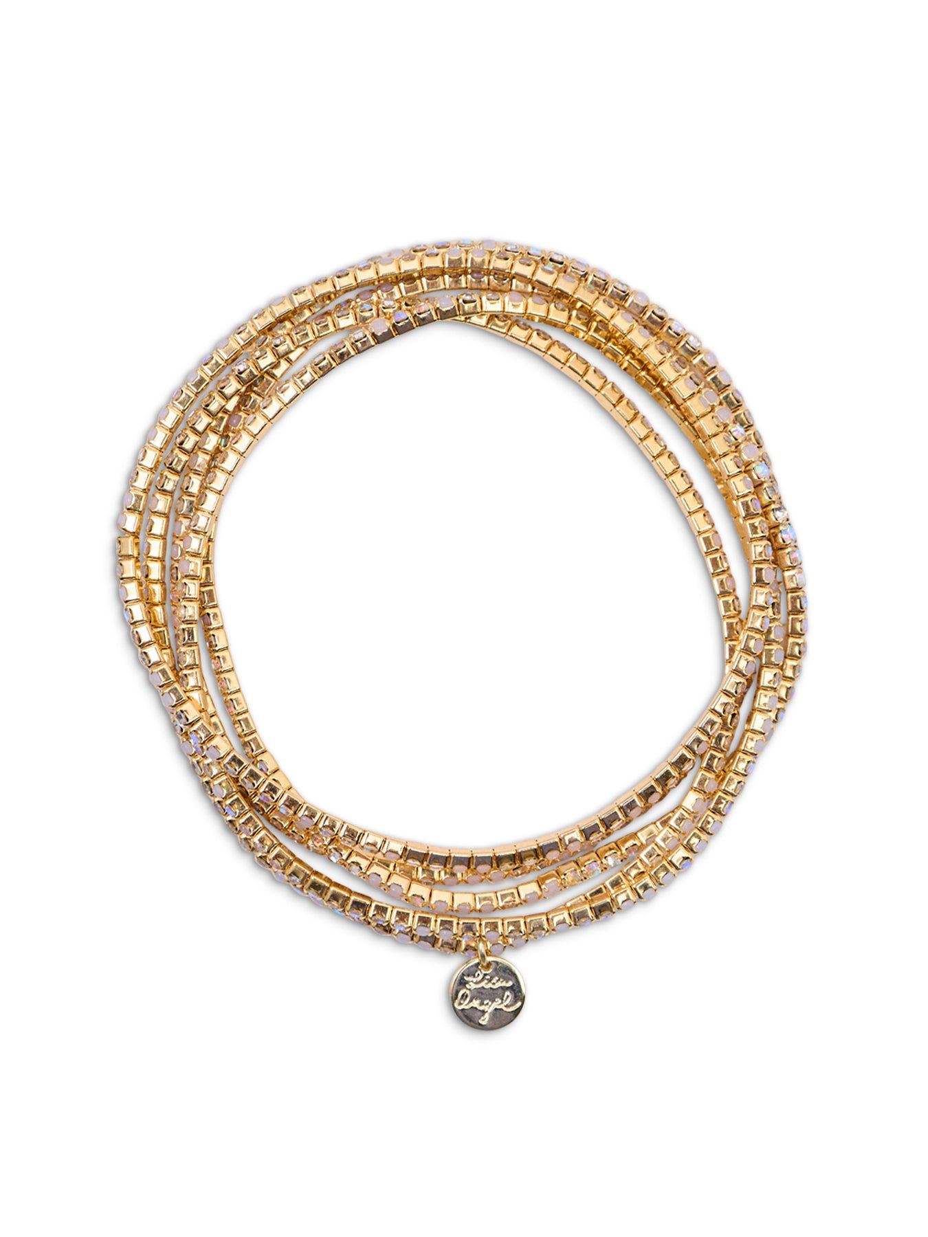 Clear Crystal Tennis Bracelet Set Gold