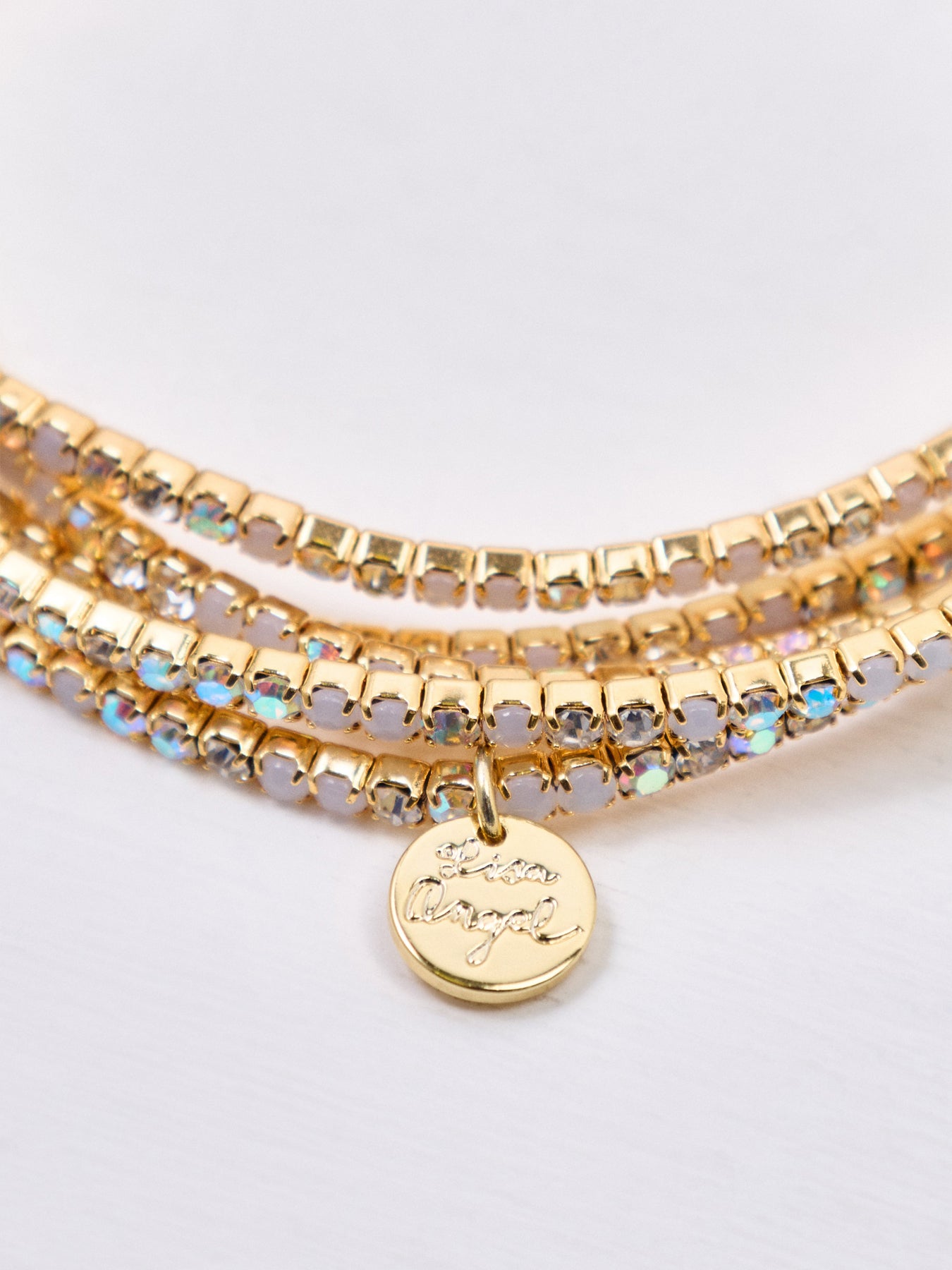 Clear Crystal Tennis Bracelet Set Gold