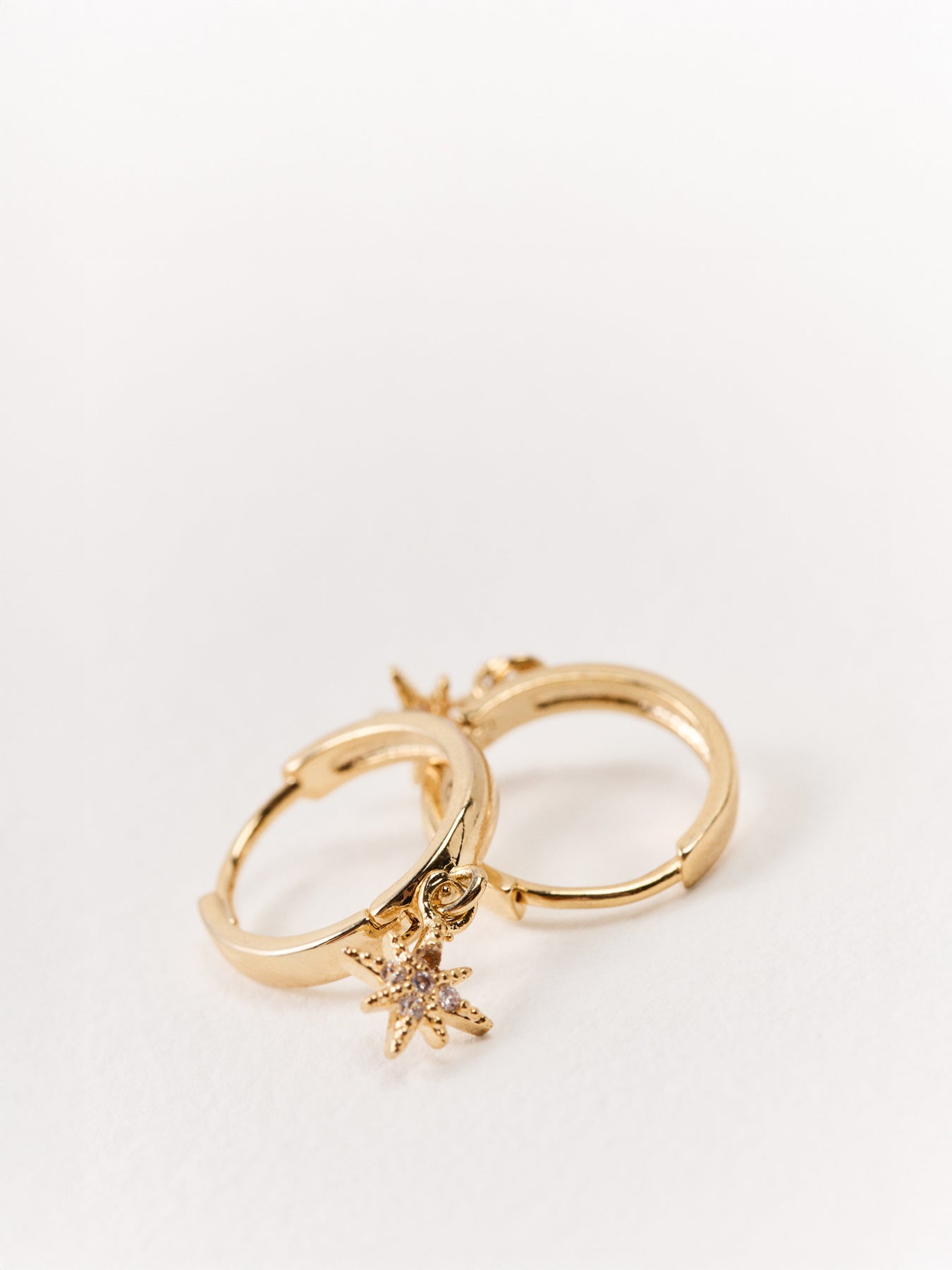 Tiny Star Charm Huggie Hoop Earrings Gold