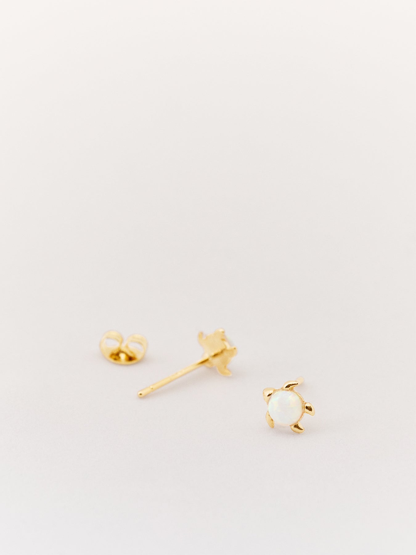 Opal Stone Turtle Stud Earrings Gold