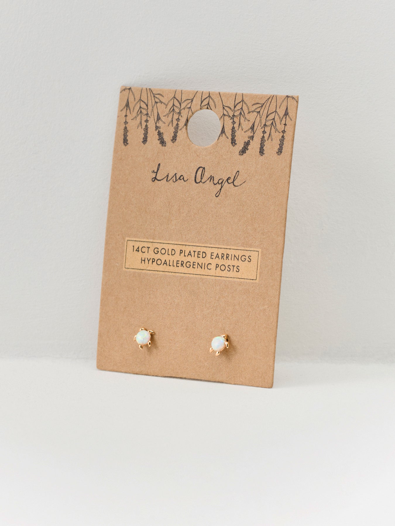 Opal Stone Turtle Stud Earrings Gold