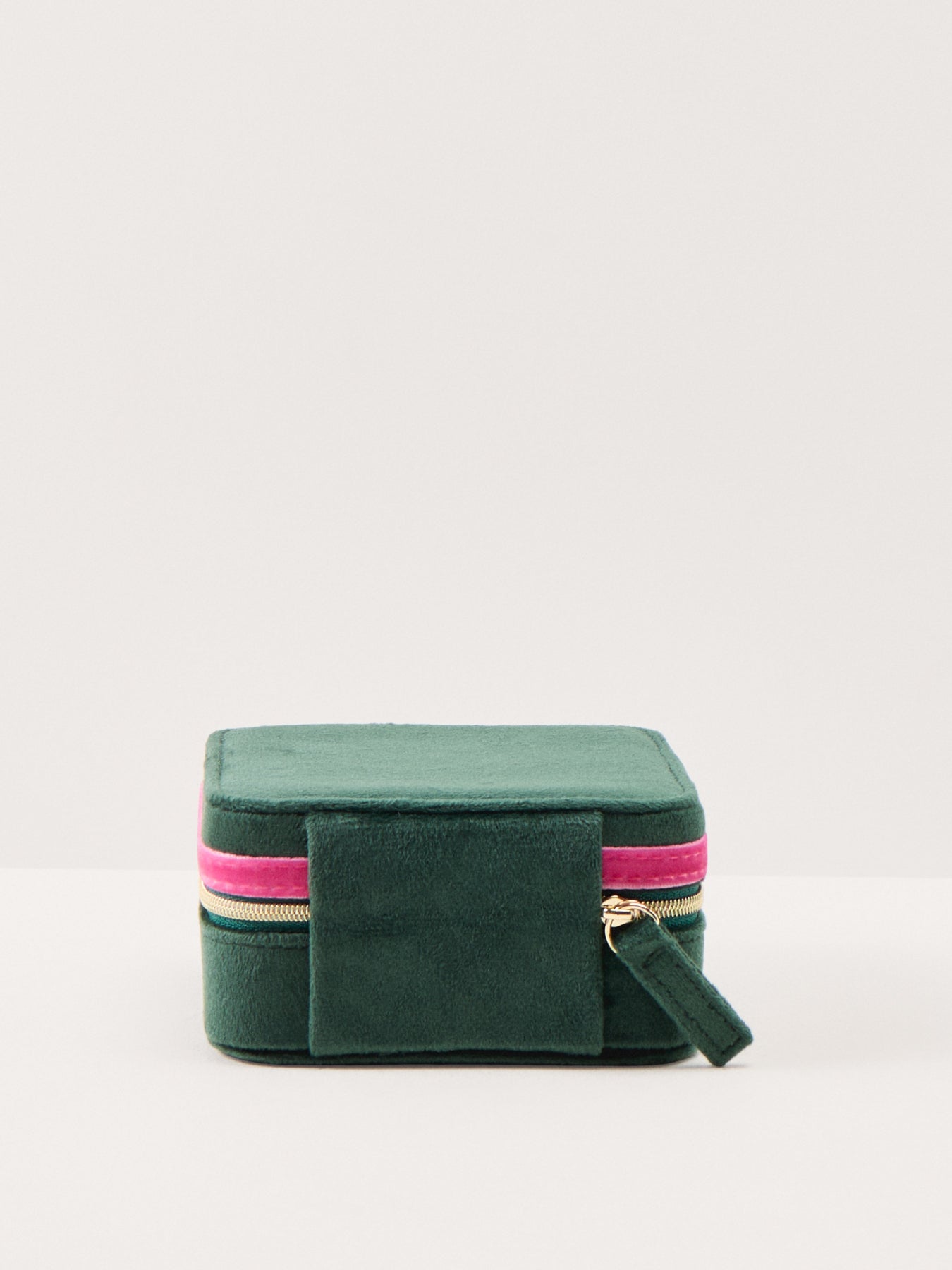 Green Pink Velvet Bow Square Jewellery Case
