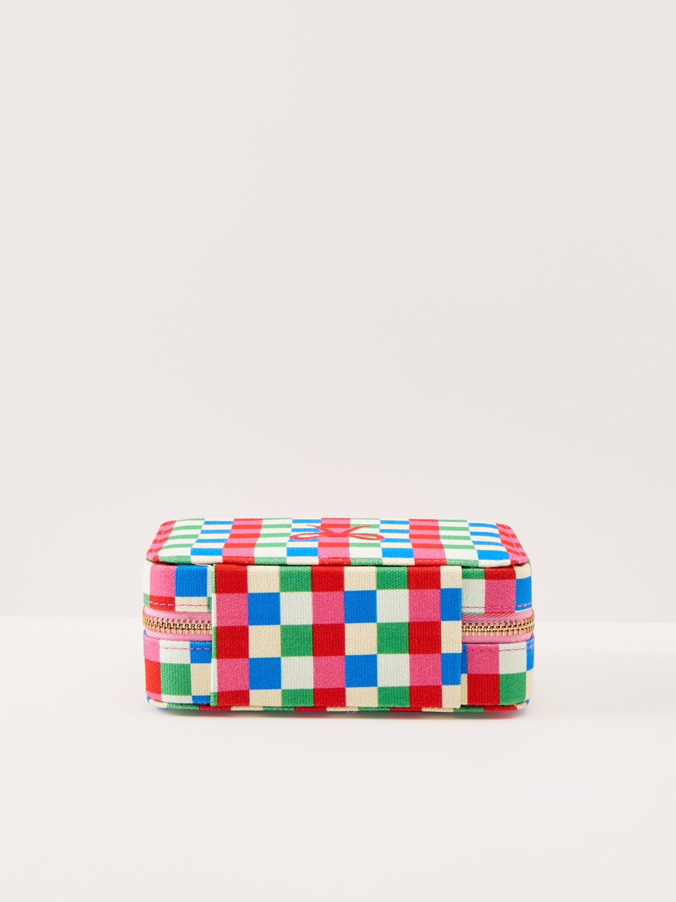 Checkerboard Linen Travel Jewellery Case