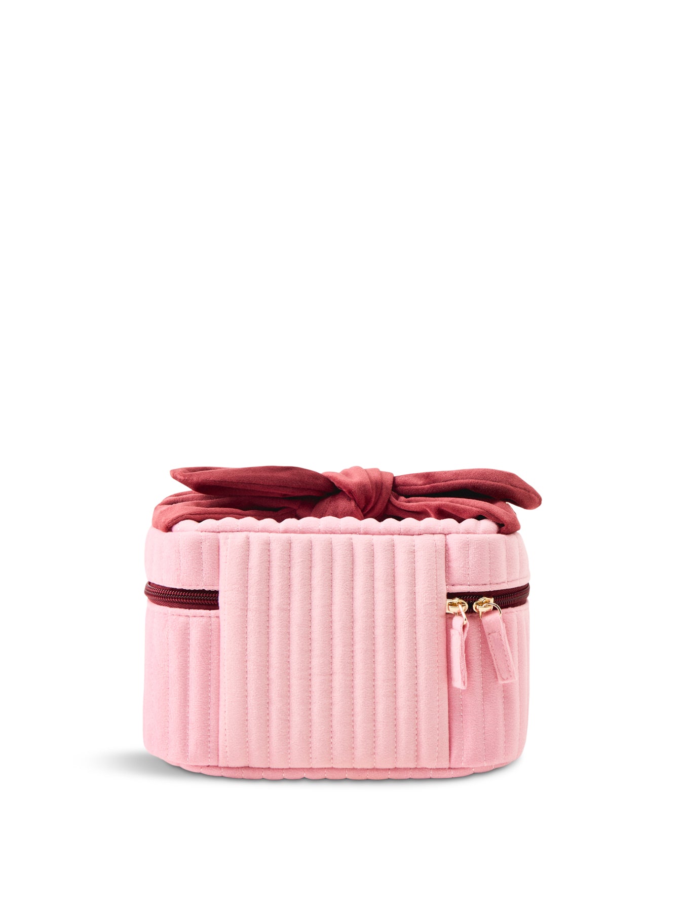 Velvet Bow Vanity Makeup Bag Pink