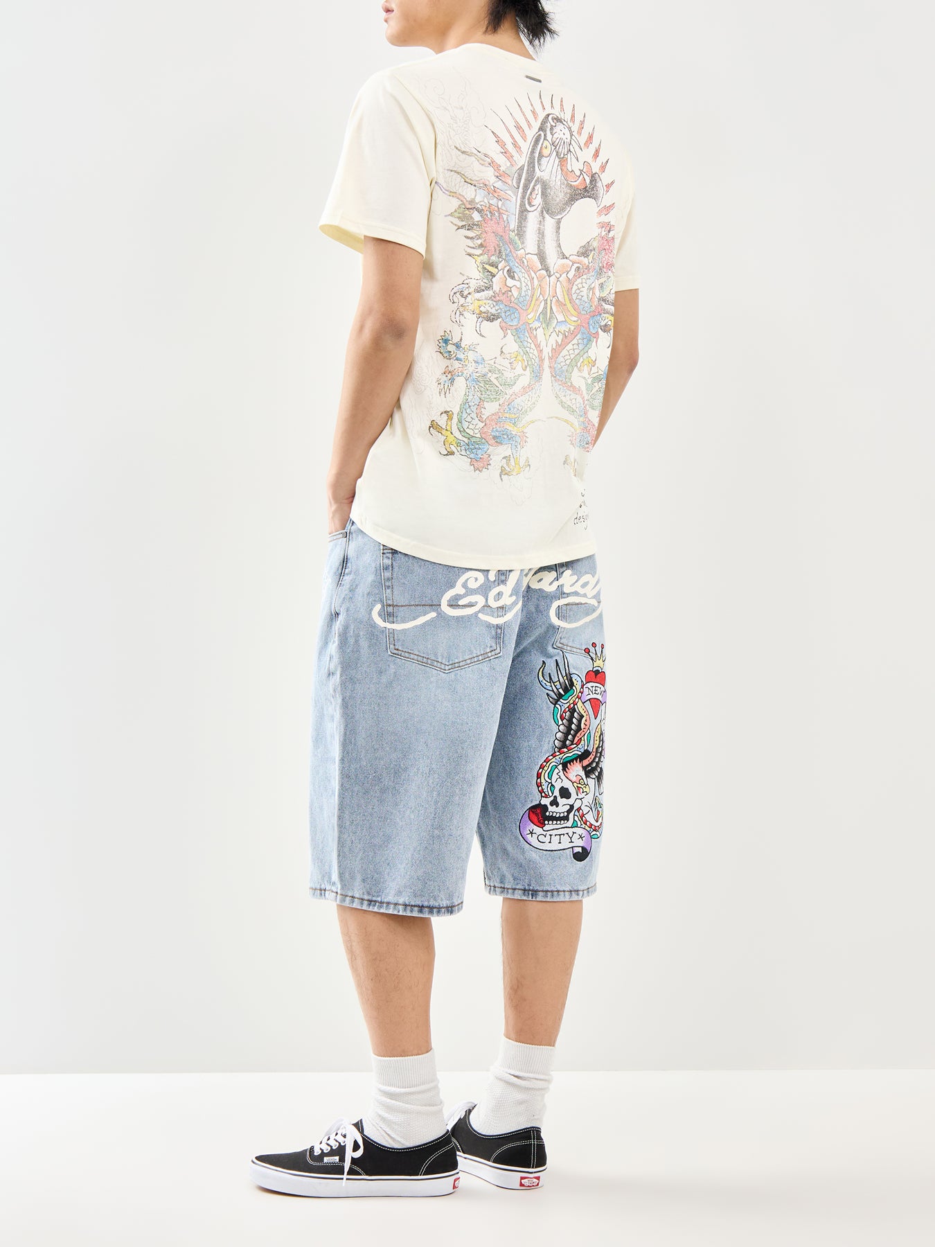 Dragon Panther Graphic T-Shirt Cream