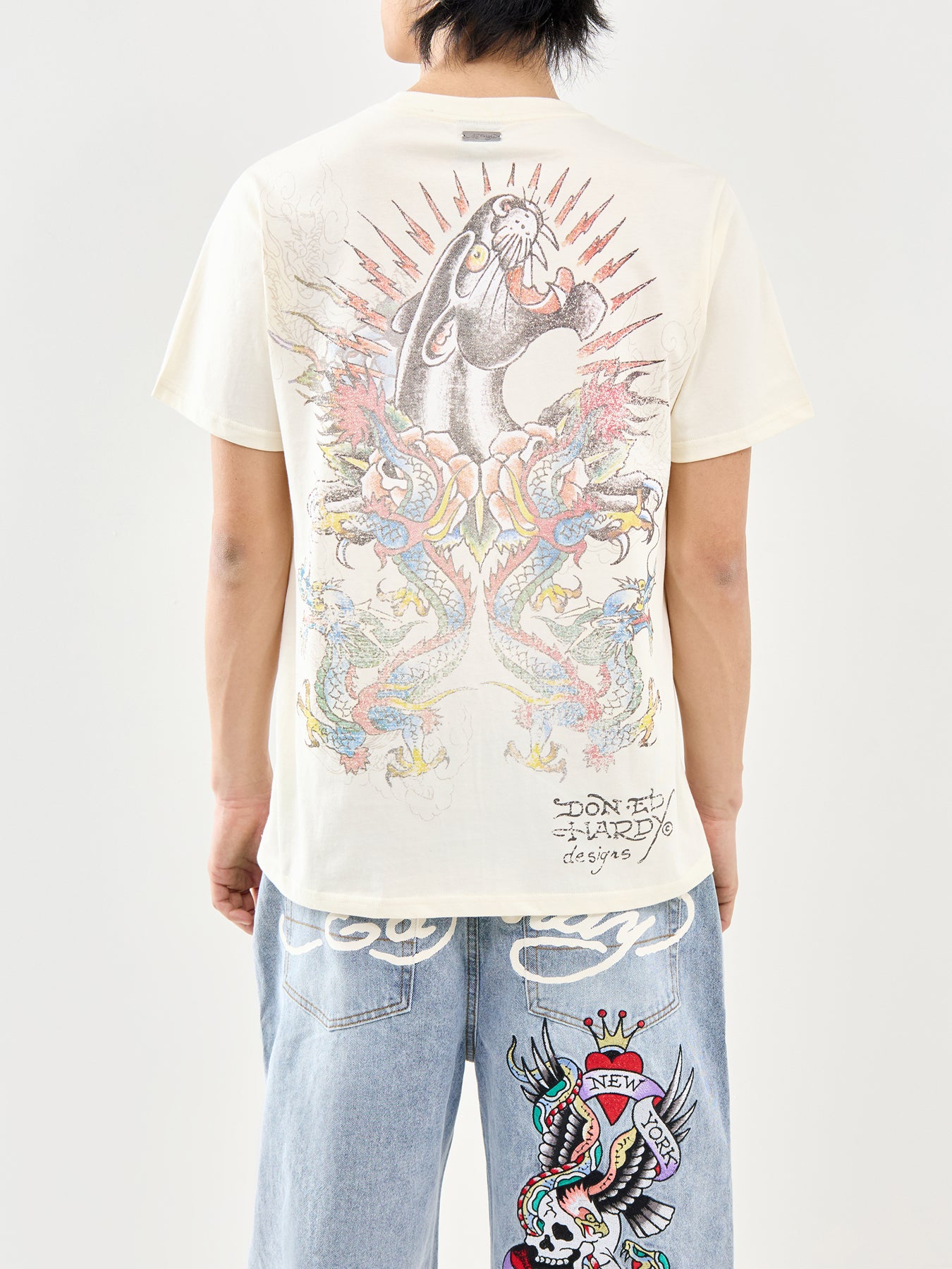 Dragon Panther Graphic T-Shirt Cream