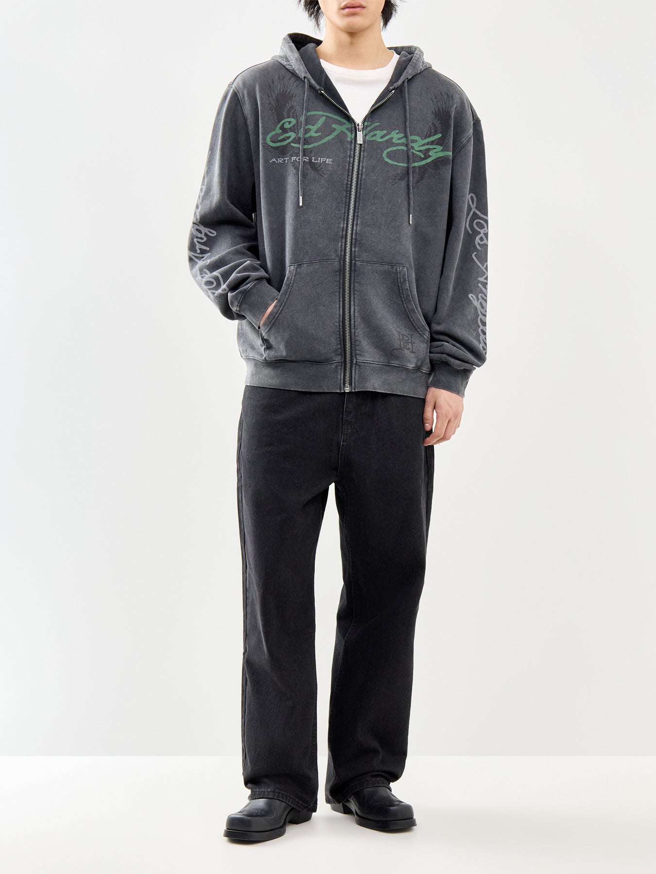 Art For Life Tattoo Zip Hoodie Black