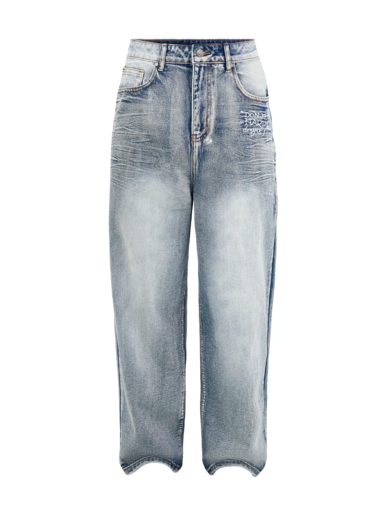 Embroidered Panther Relaxed Jeans Blue
