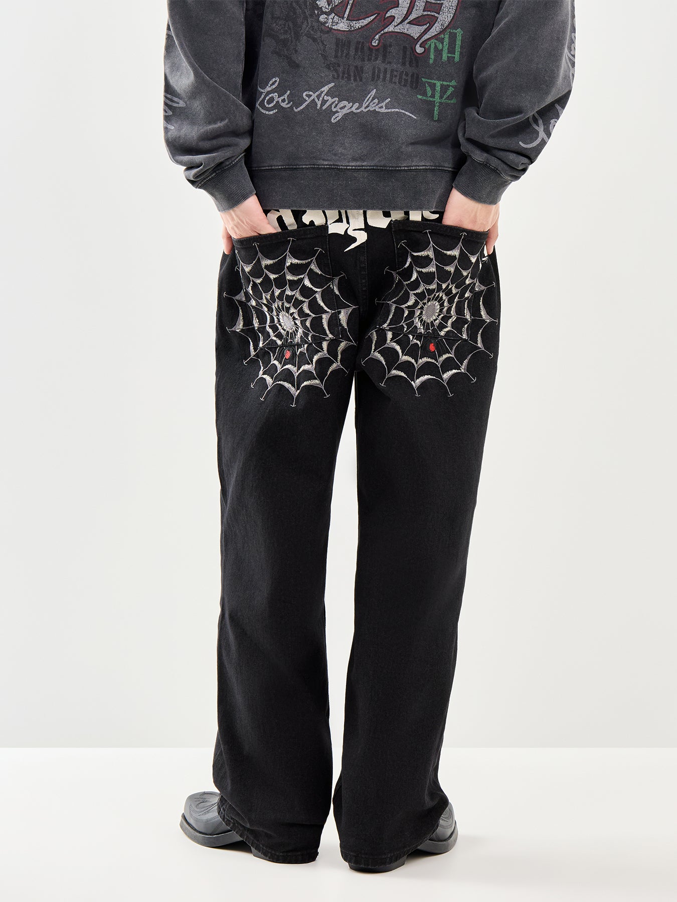 Black Widow Baggy Denim Trousers Black