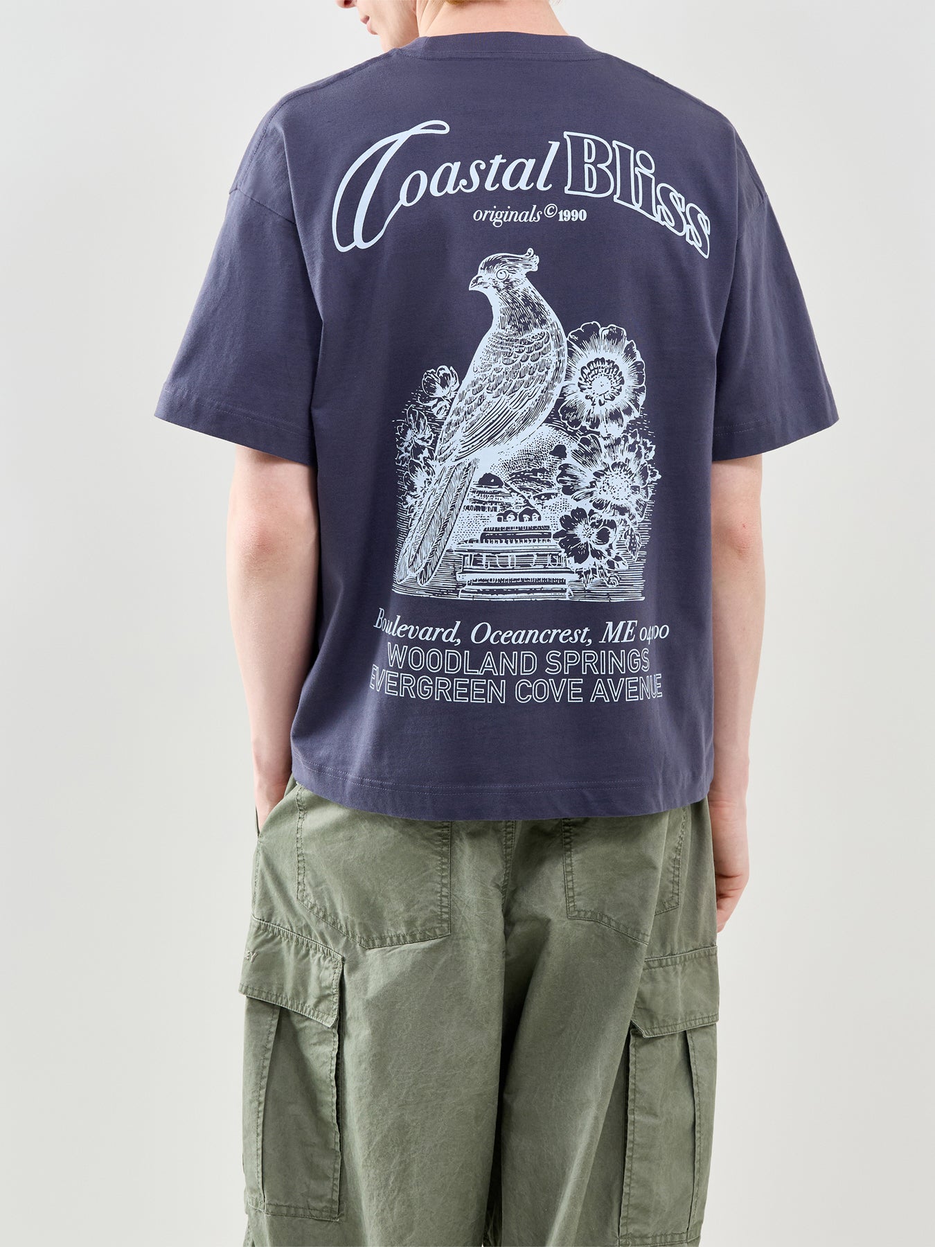 Back Print T Shirt Navy