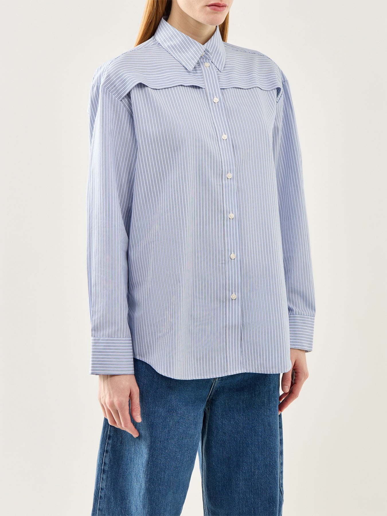 Allison Oversized Long Sleeve Stripe Shirt Blue Stripe