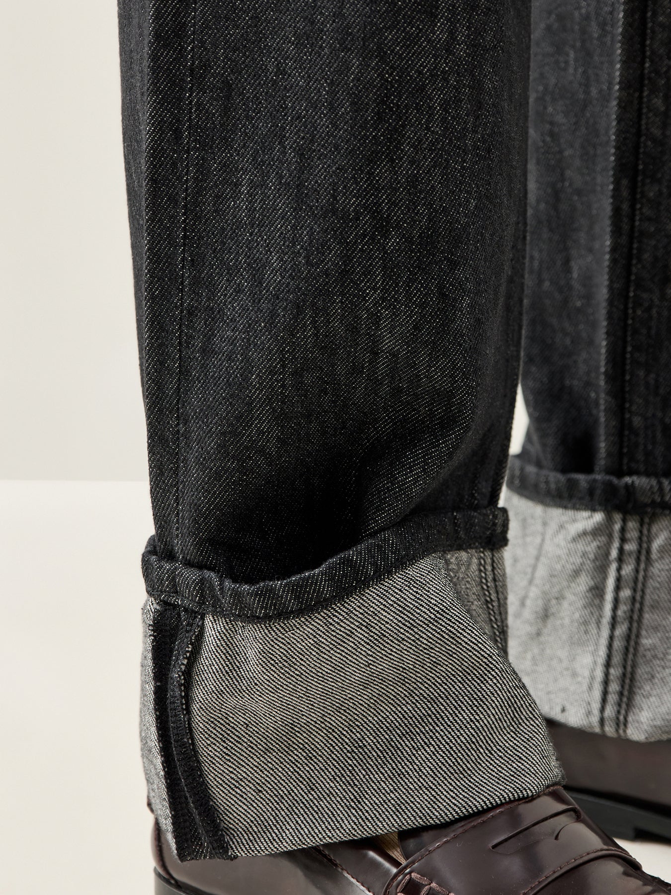 Straight Lyra-Bora Mid-Waist Fold-Up Jeans Black Denim