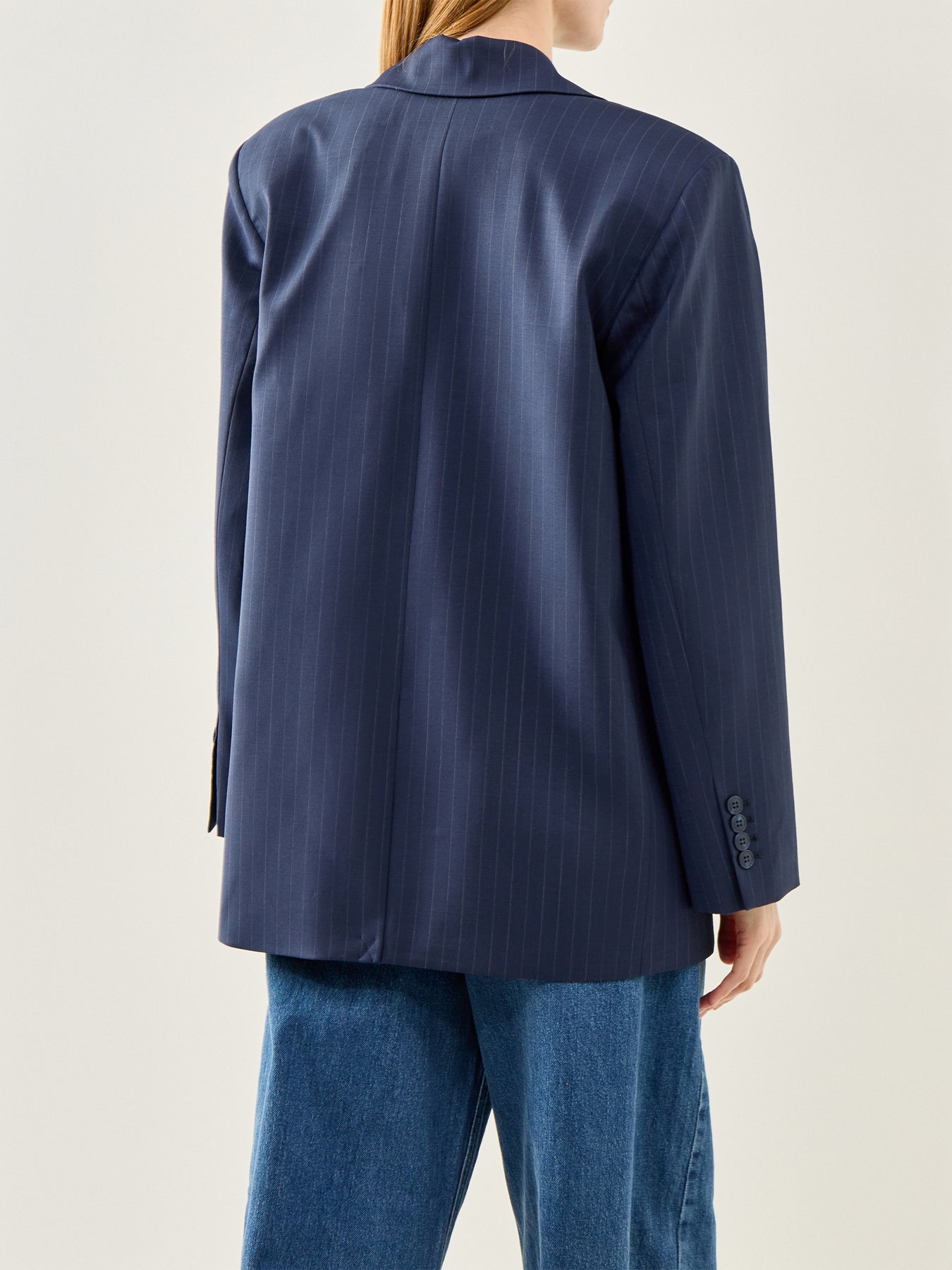 Sanne Oversized Pinstripe Blazer Navy Stripe
