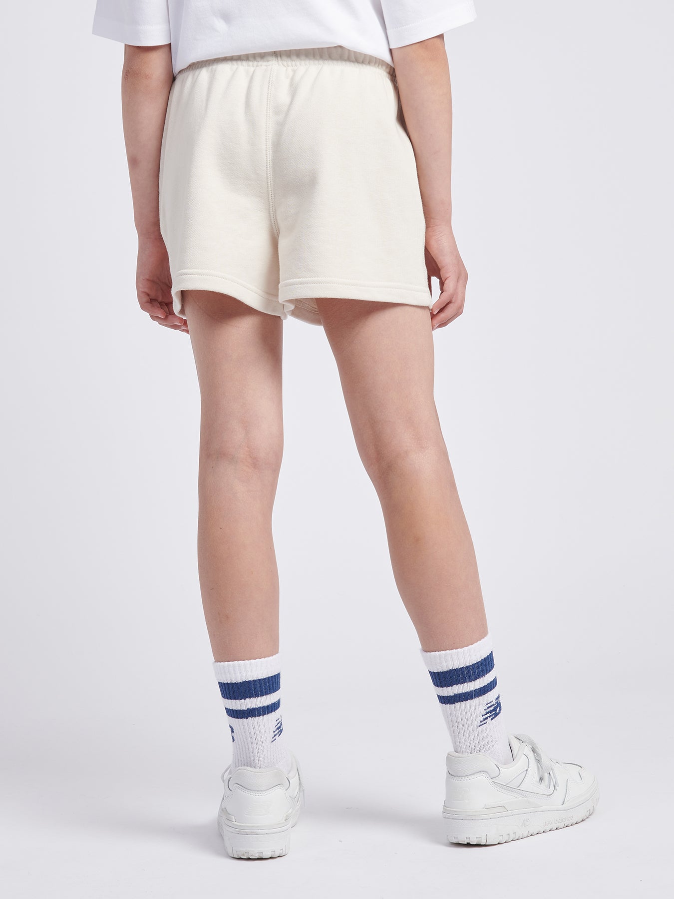 Kids' New Balance French Terry Small Logo Shorts Nude