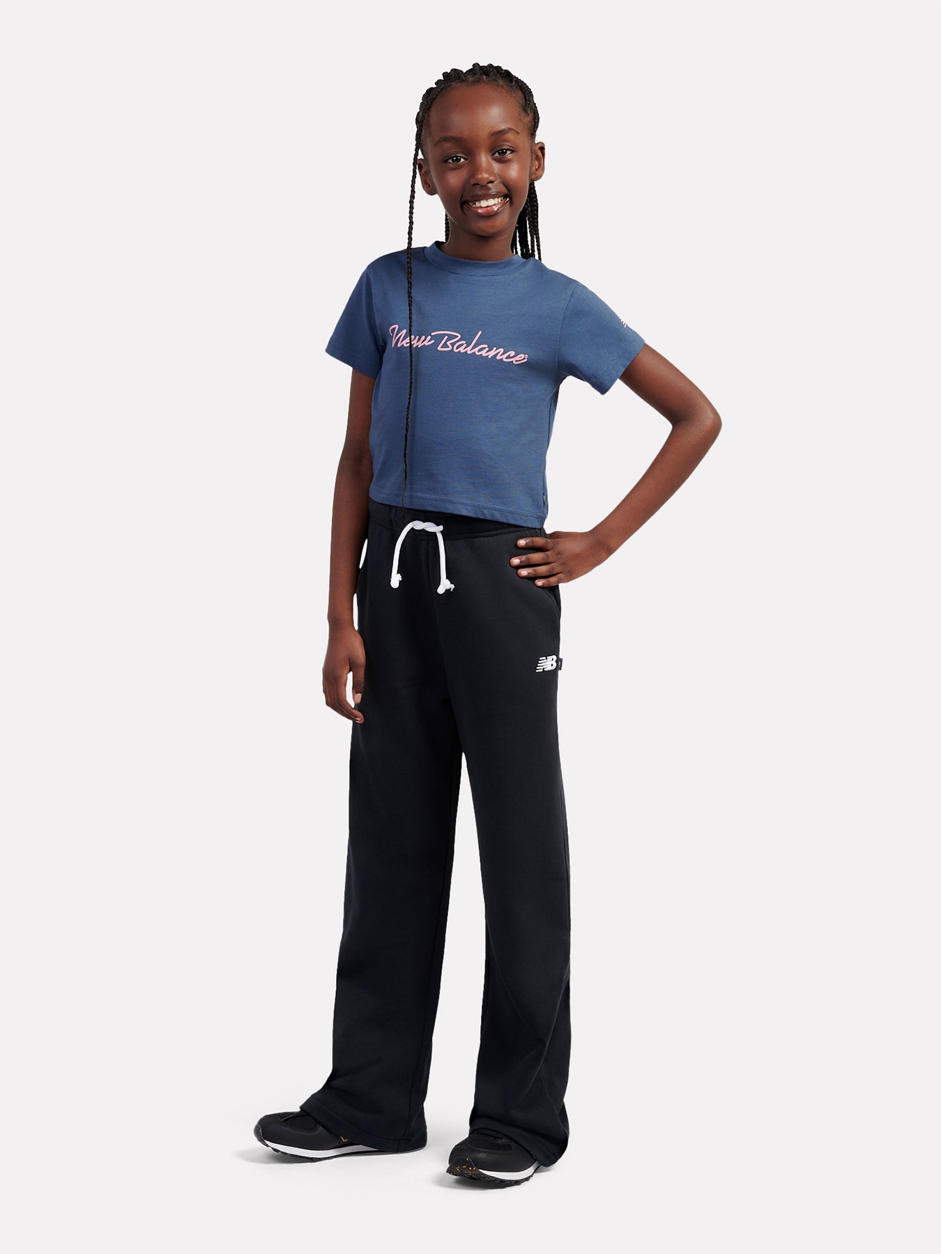 Kids' Wide Leg Logo Joggers Black