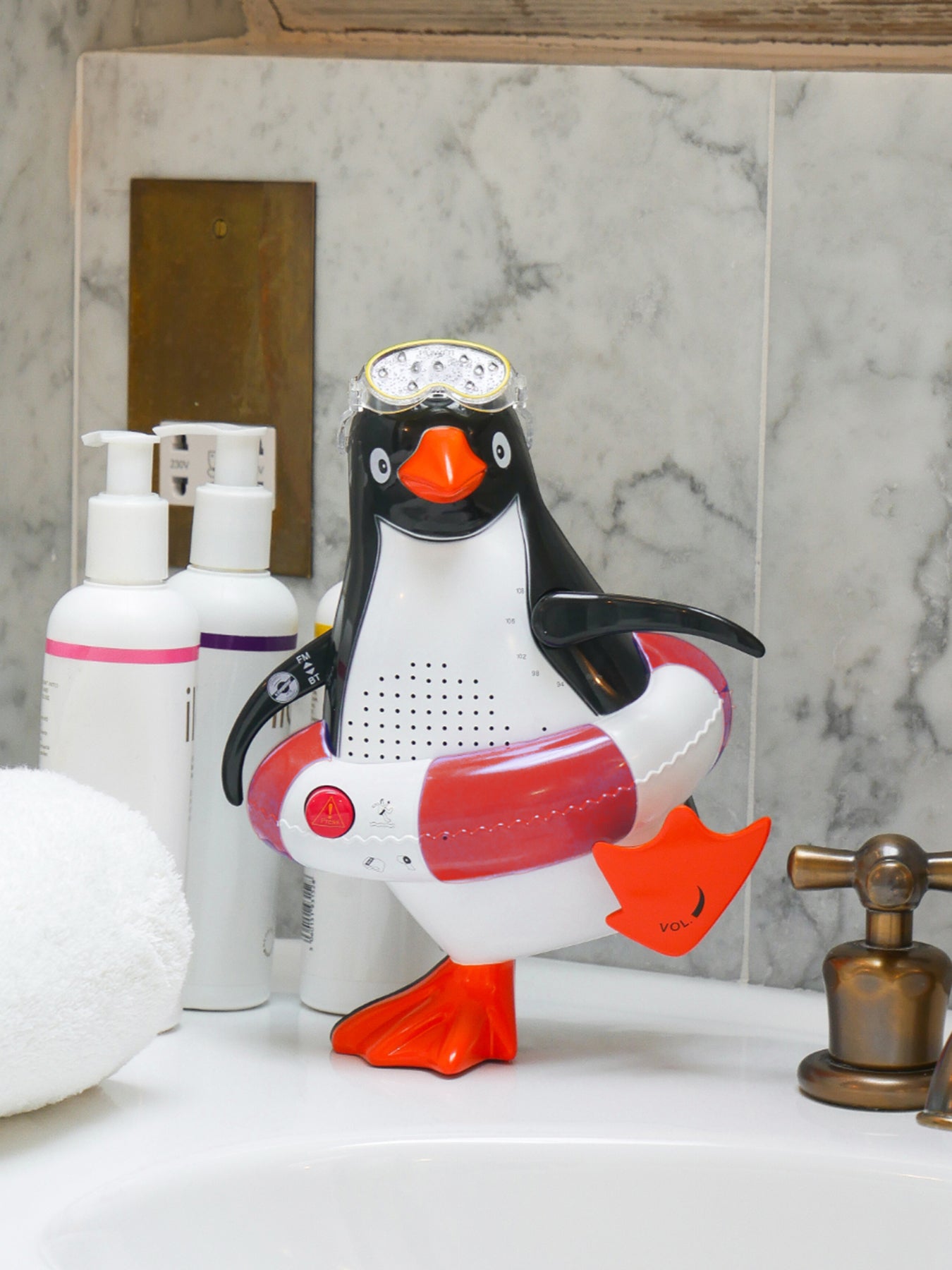 Penguin Shower Radio and Speaker Red