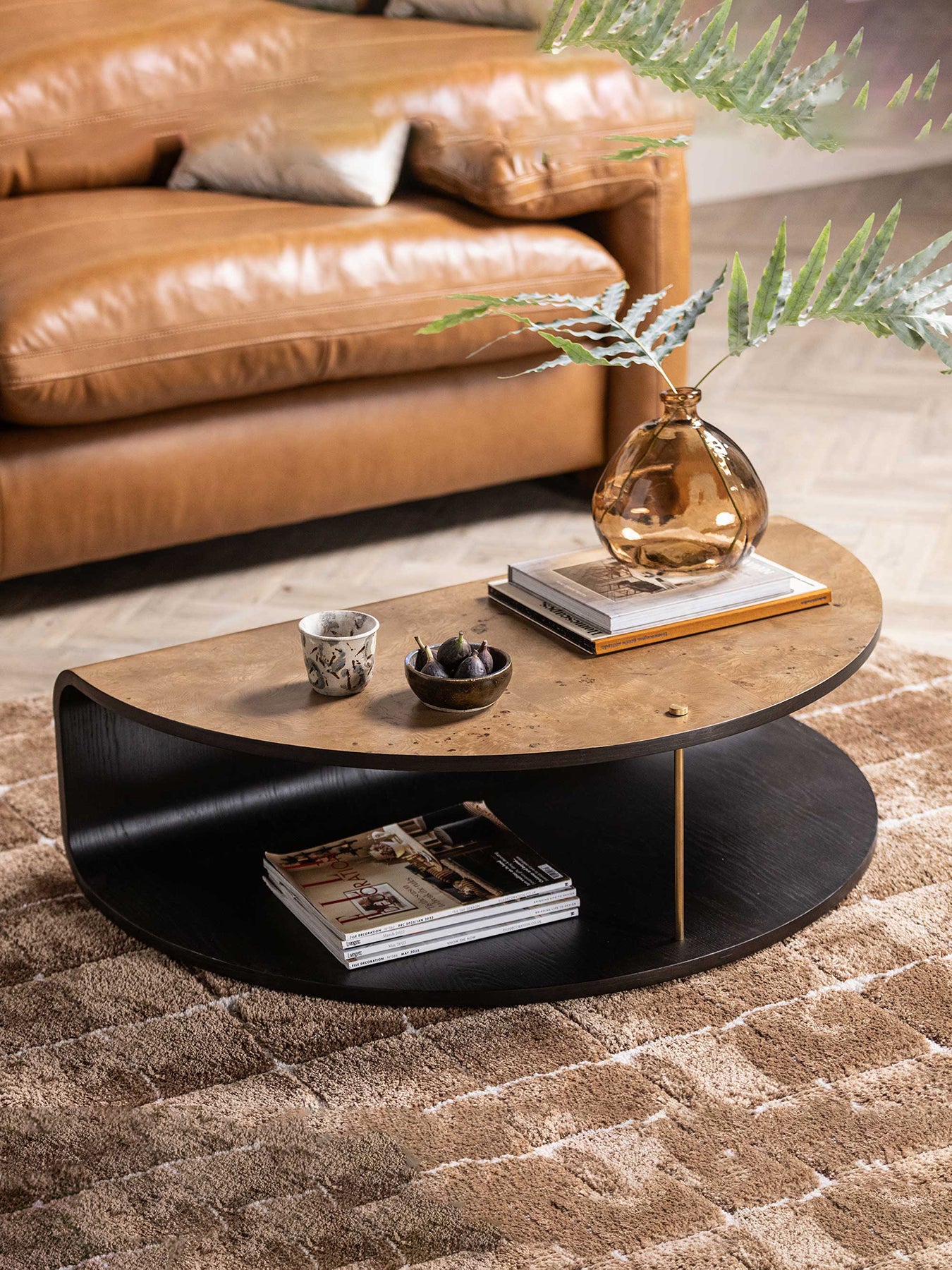 Oresund Ash Veneer Semicircular Coffee Table Brown
