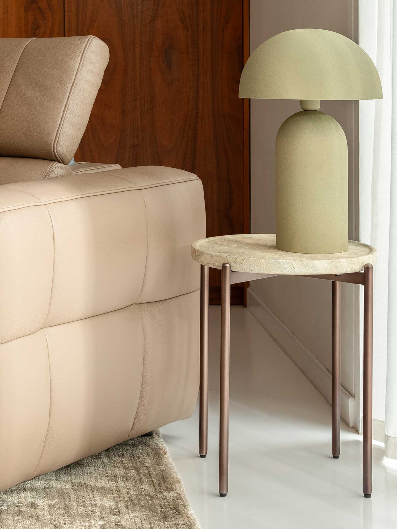 Ryde Dark Travertine Side Table Brown