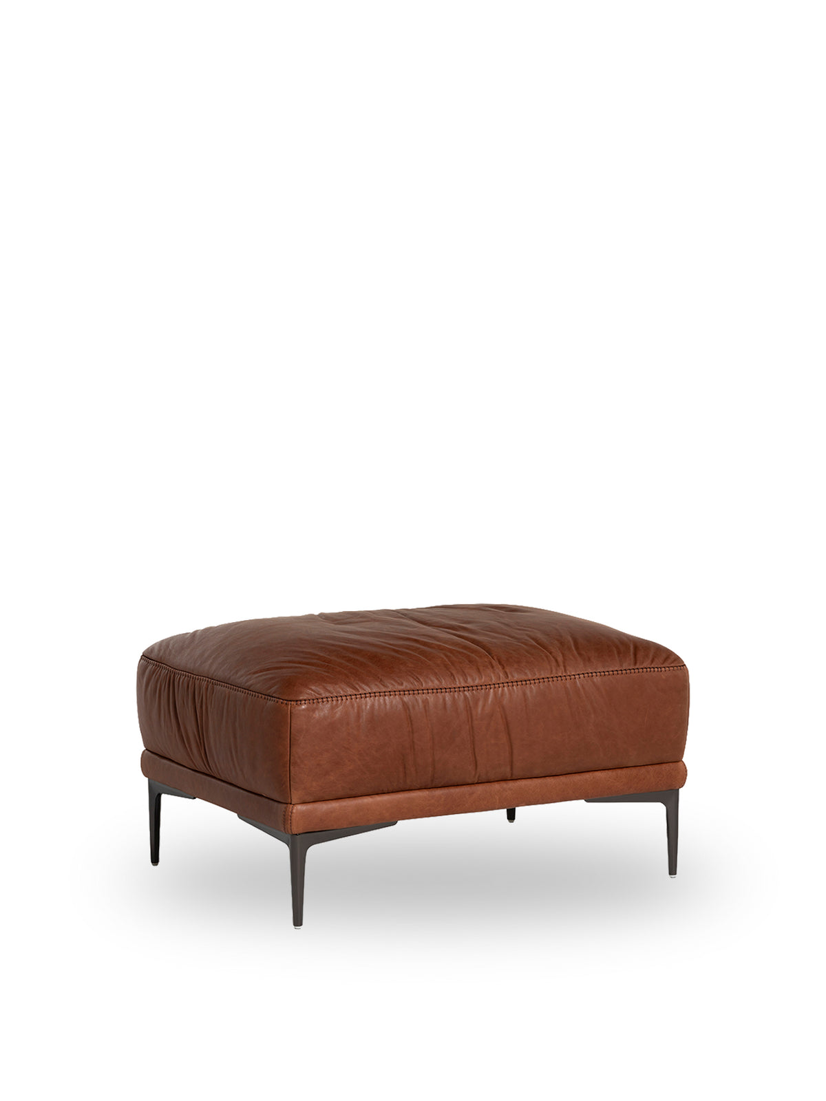 Epping Plush Brown Leather Footstool