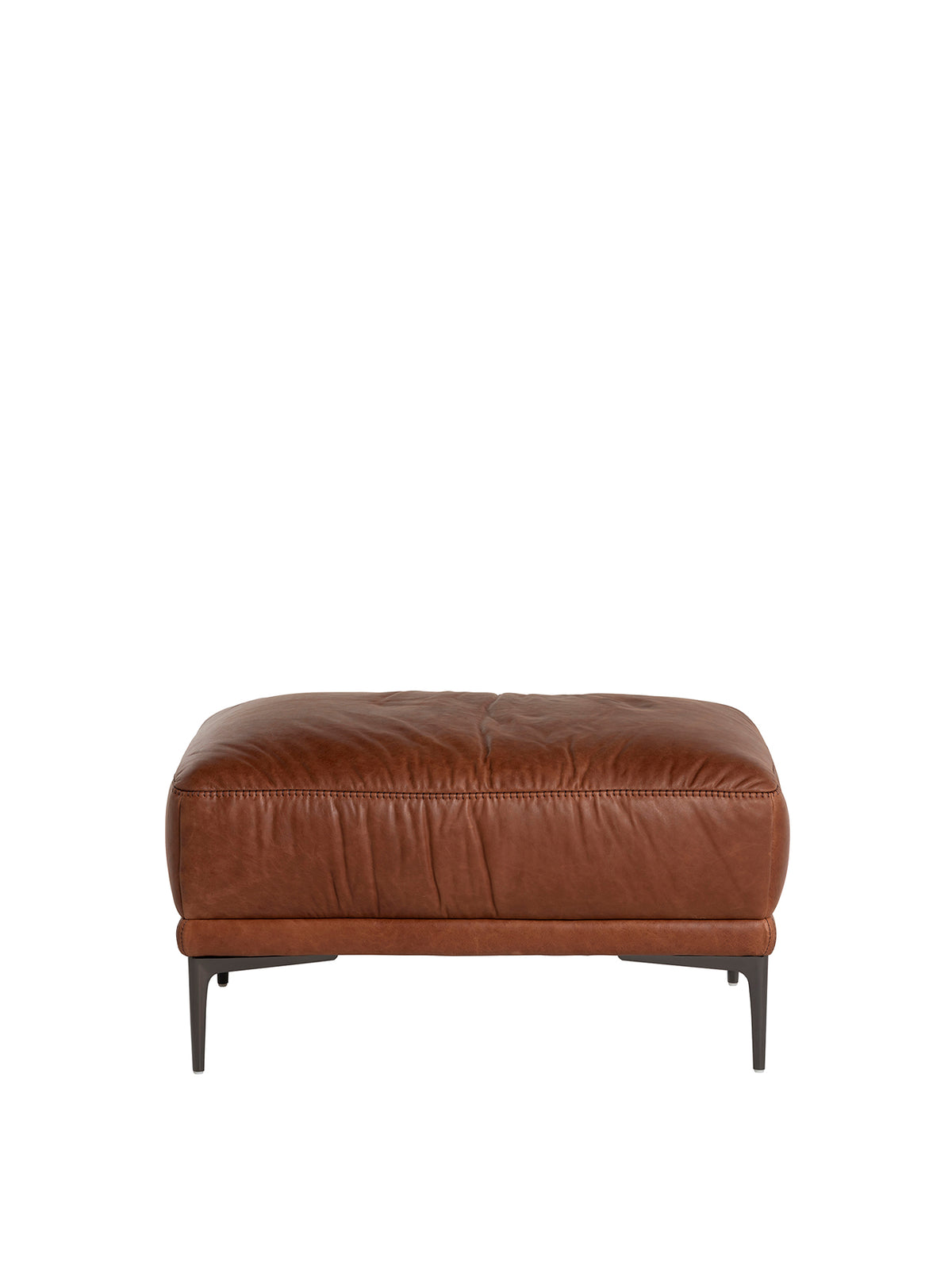 Epping Plush Brown Leather Footstool