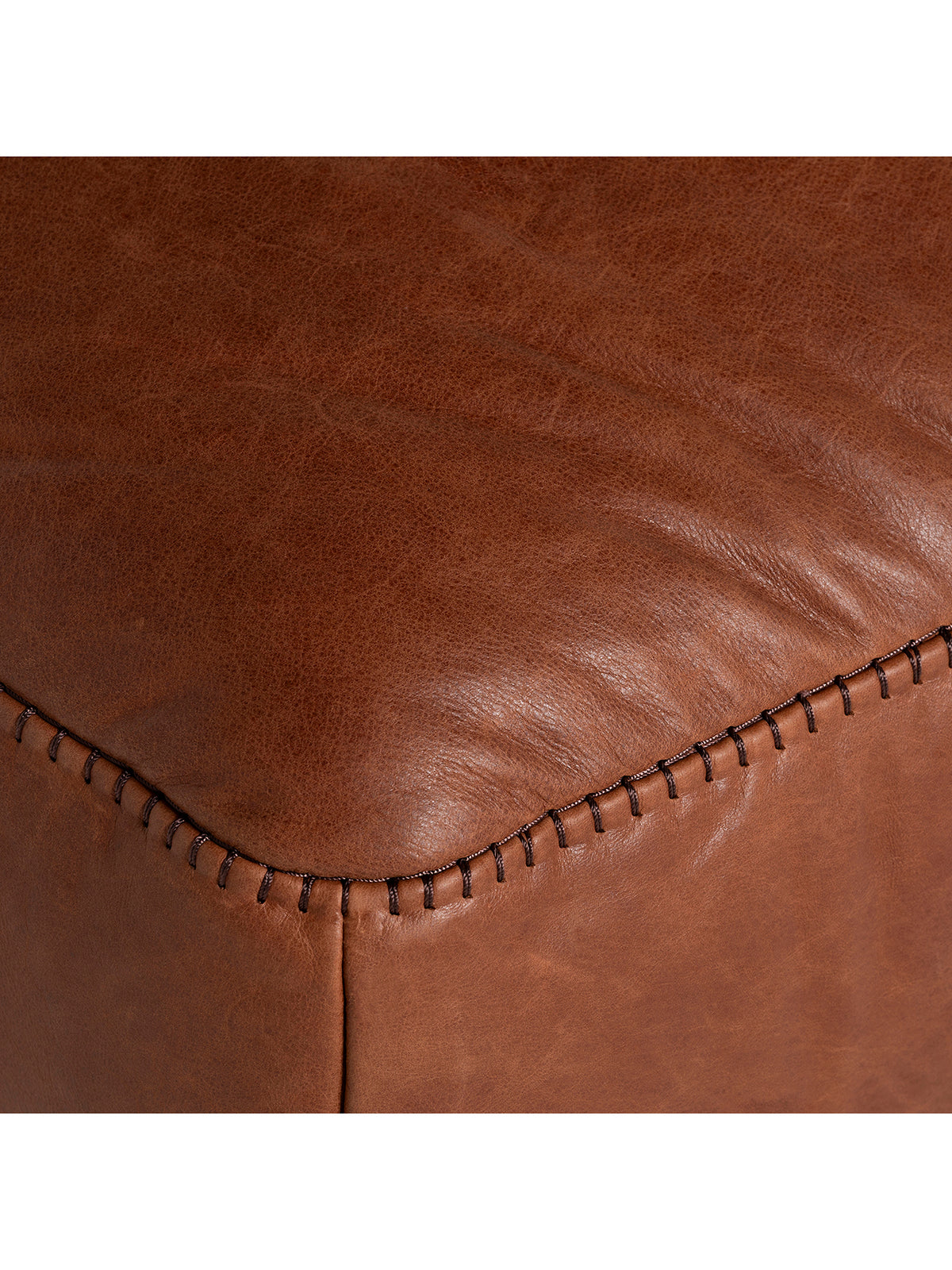 Epping Plush Brown Leather Footstool