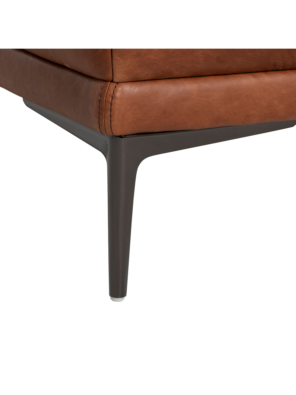 Epping Plush Brown Leather Footstool