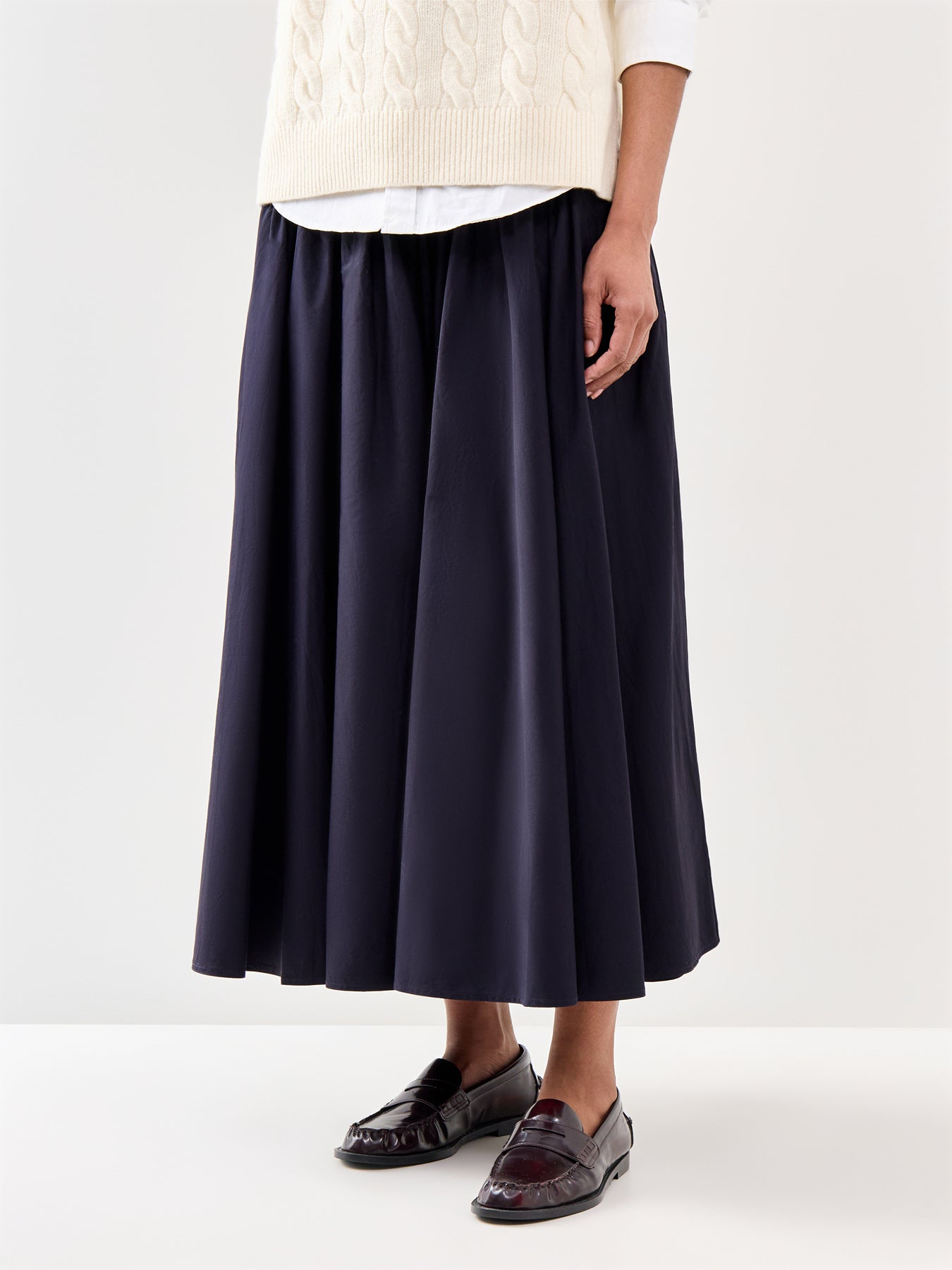 Midi A-Line Skirt Black