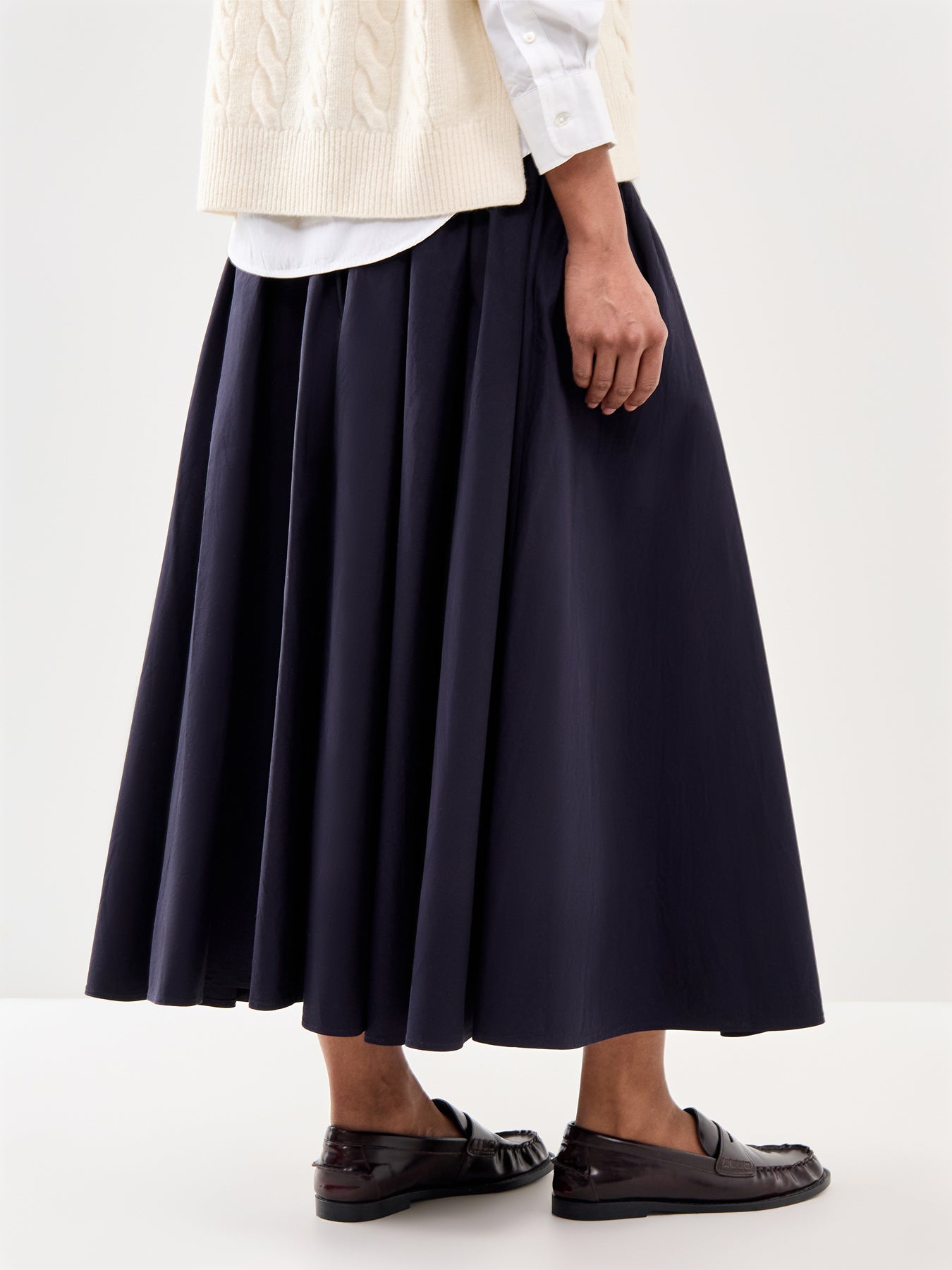 Midi A-Line Skirt Black