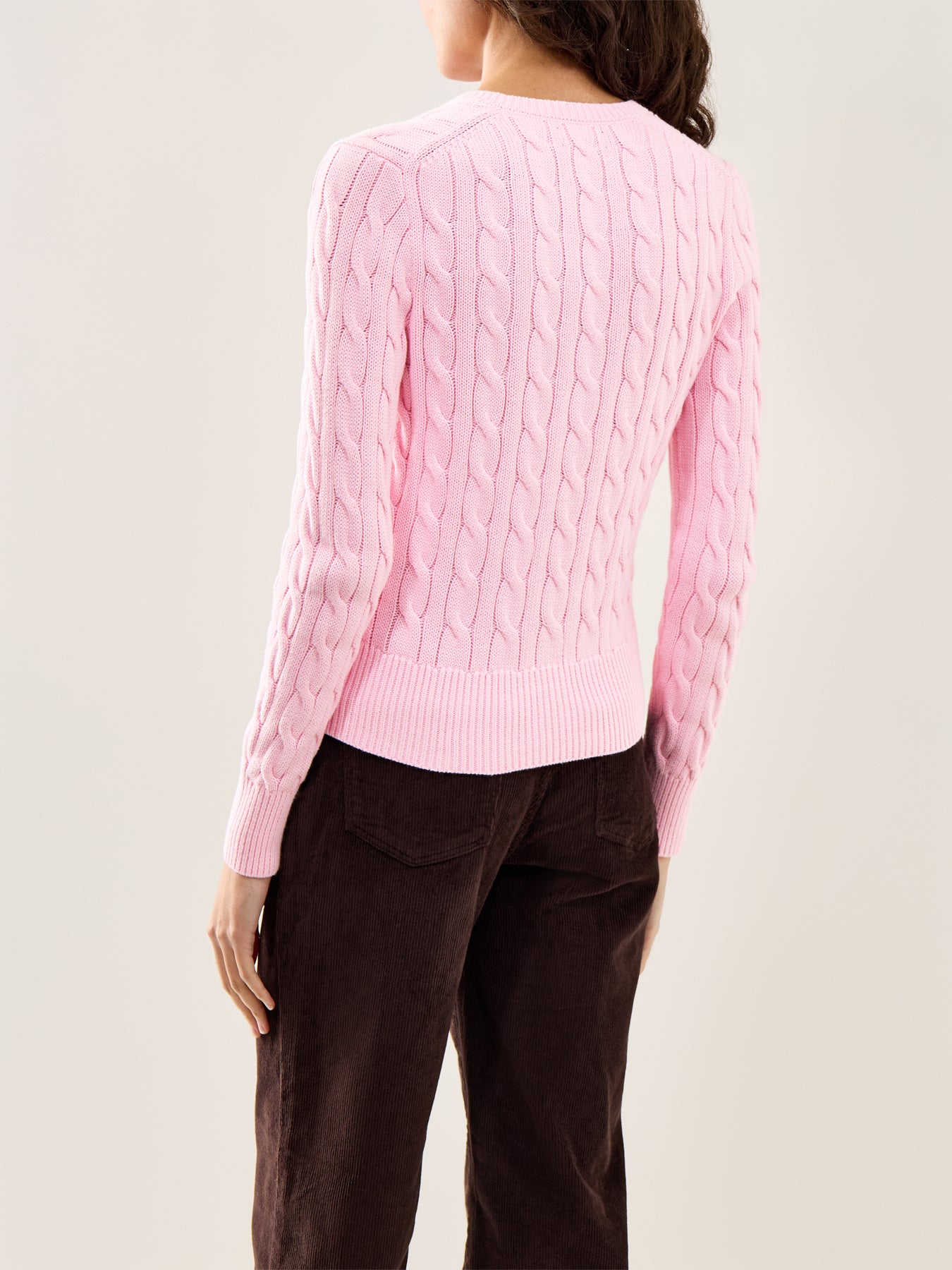 Cotton Cable LS Cardigan Pink