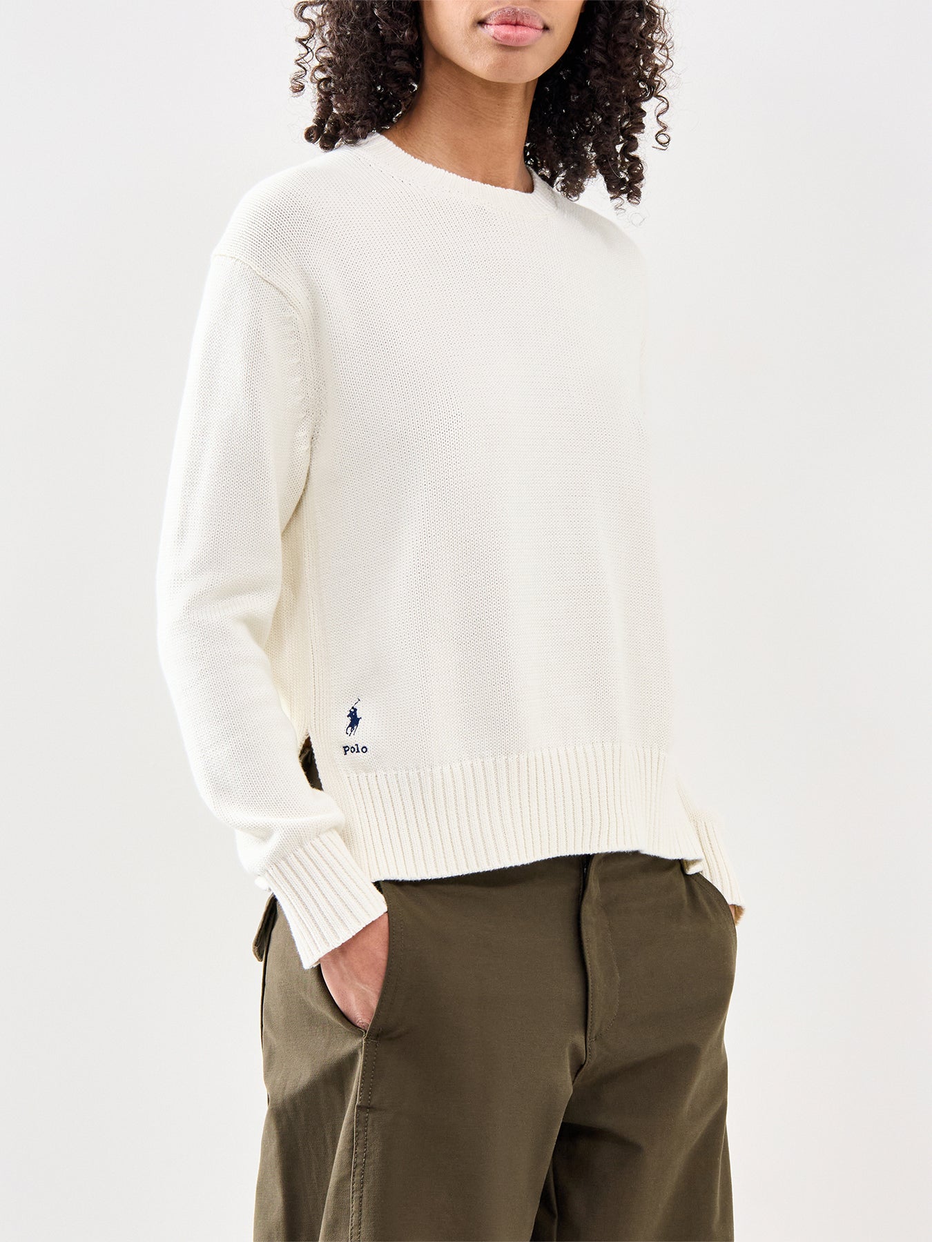 Cotton Crew Neck Jumper Cream