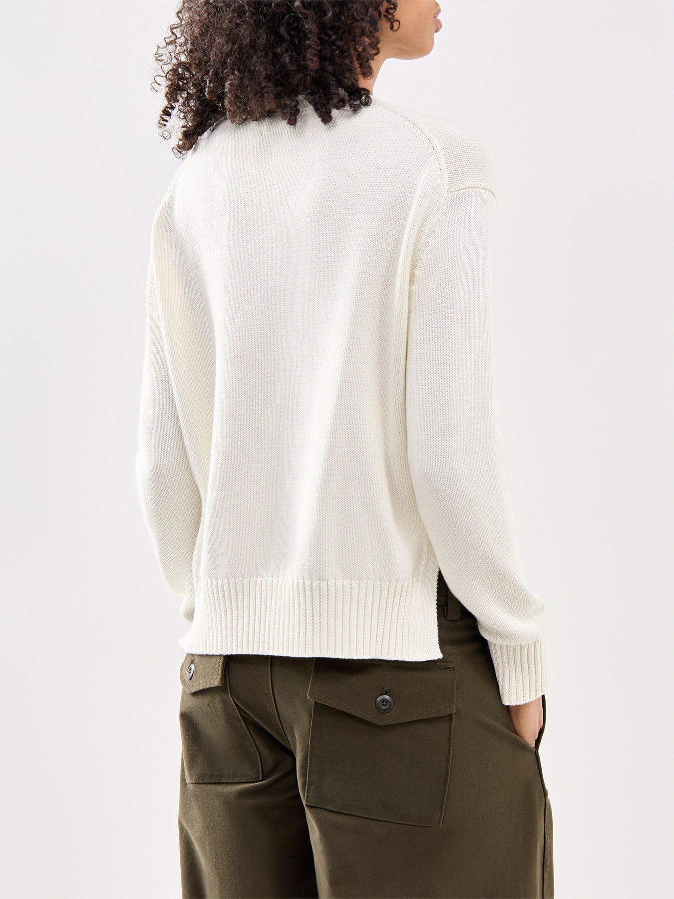 Cotton Crew Neck Jumper Cream