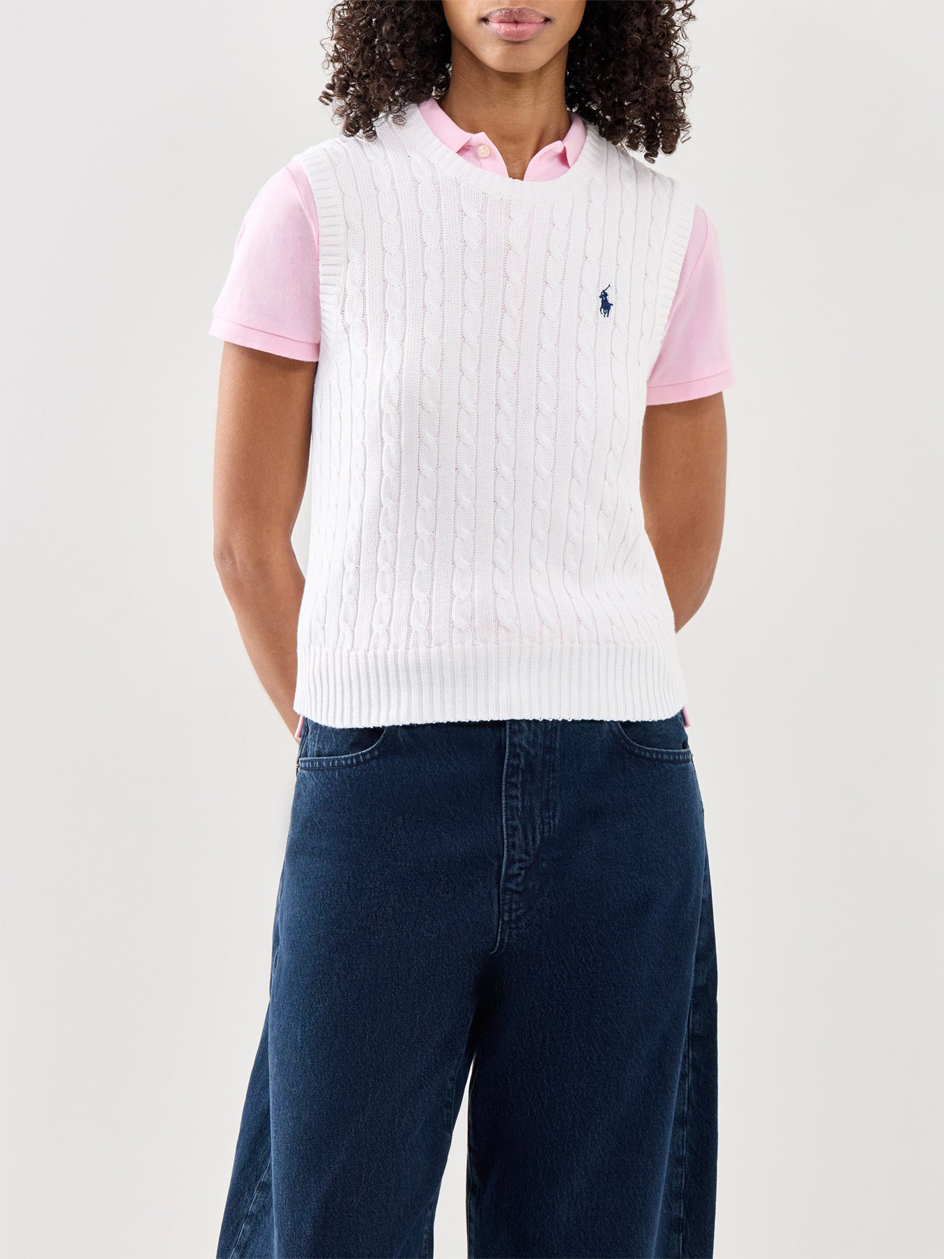 Cable Knit Vest Top White