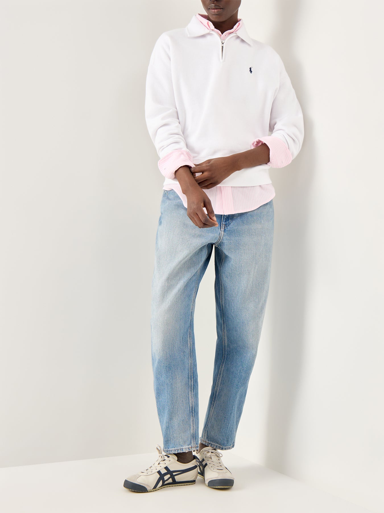 Knit Half Zip Sweatshirt White