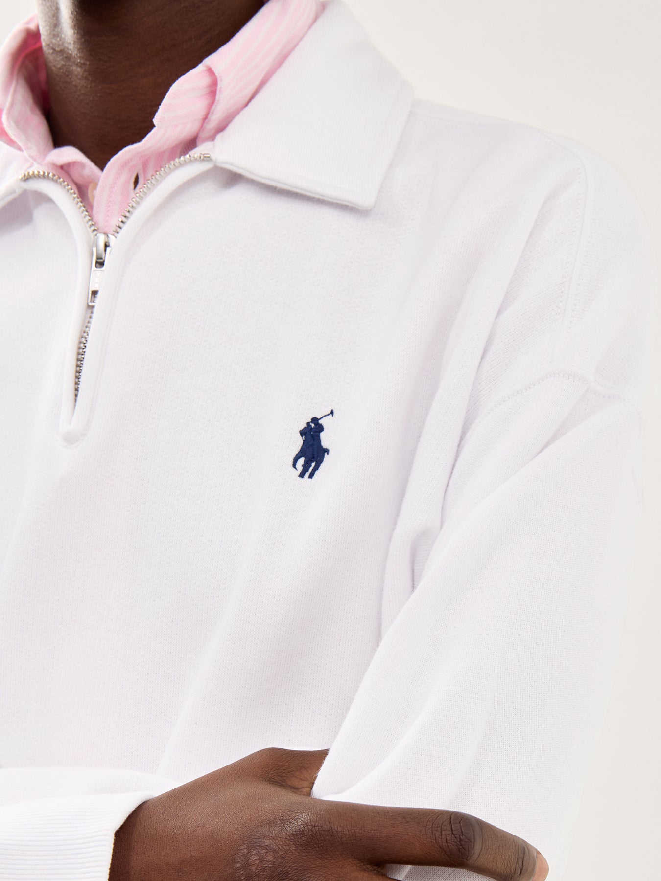Knit Half Zip Sweatshirt White