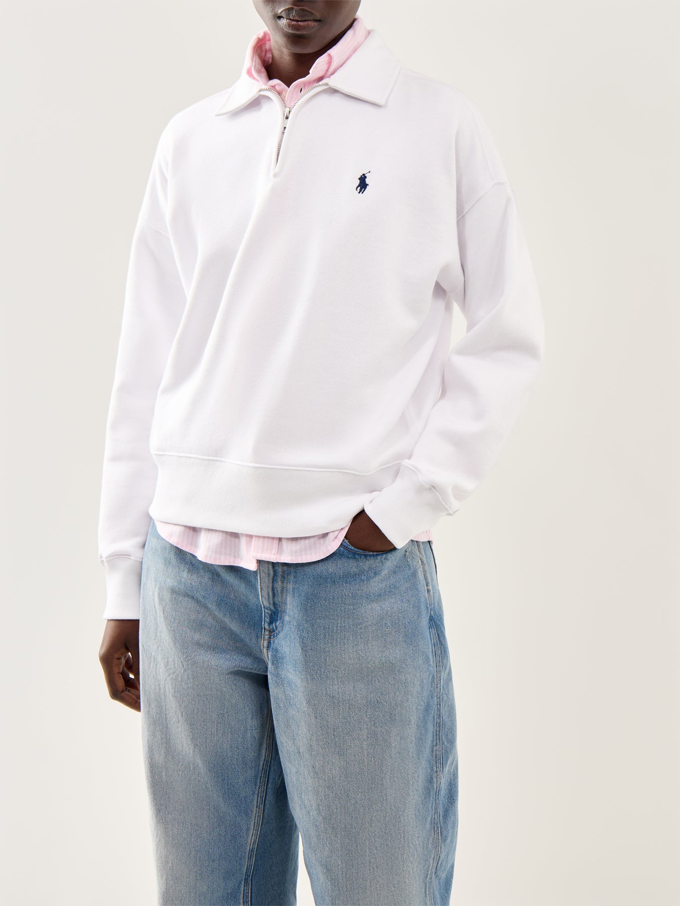 Knit Half Zip Sweatshirt White