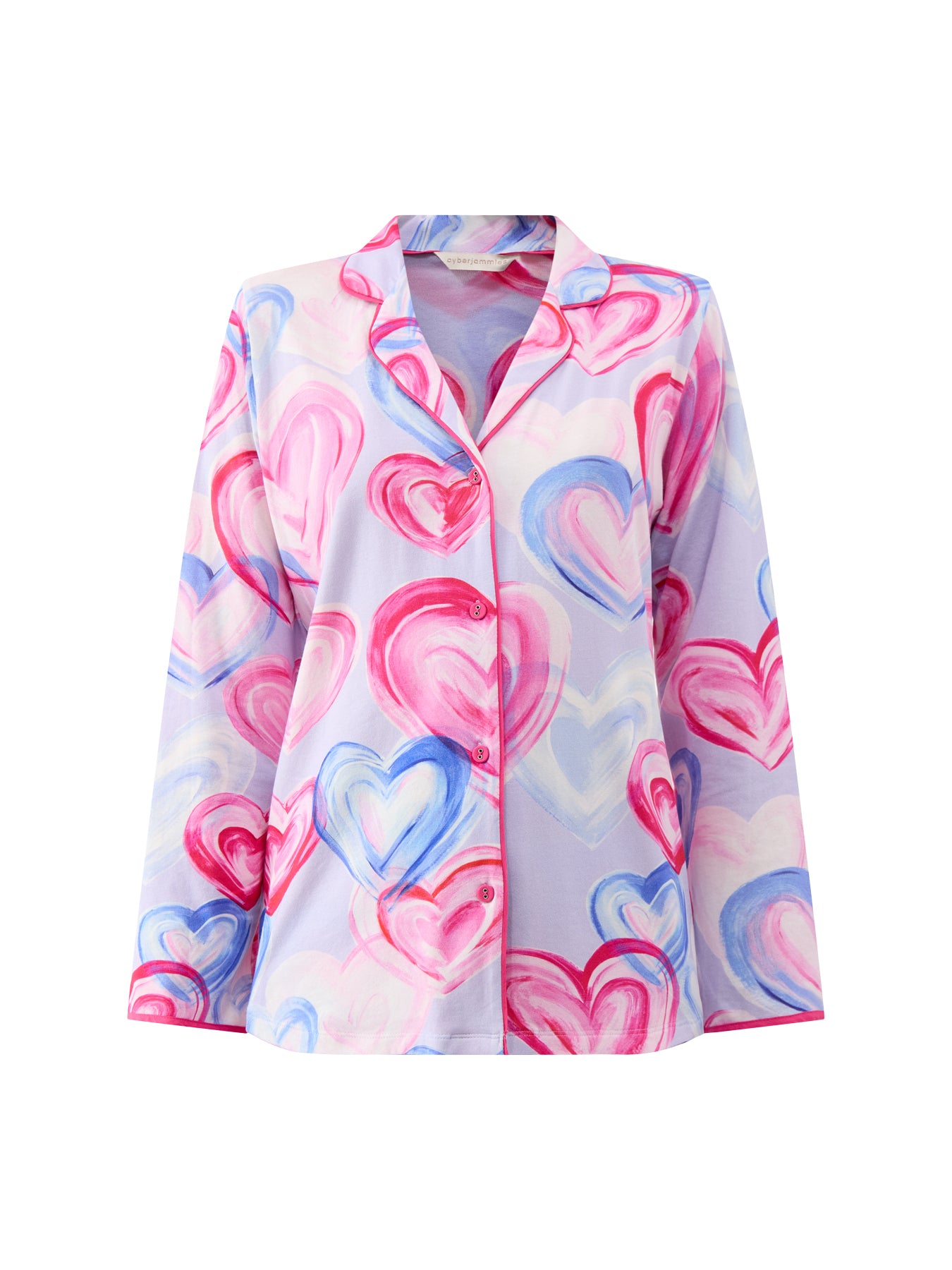 Pink Heart Printed Jersey Pyjama Top