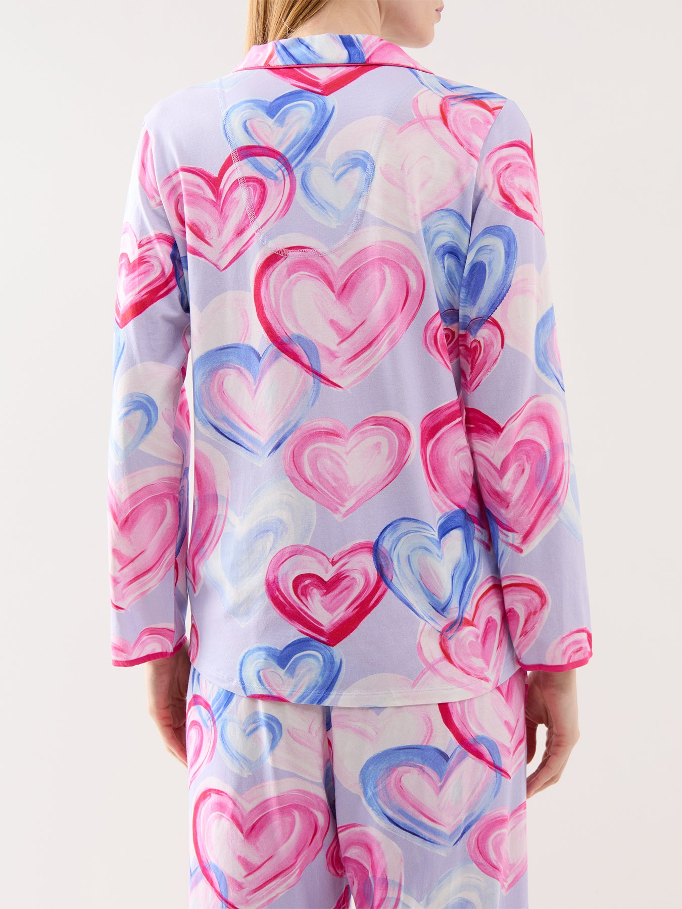Pink Heart Printed Jersey Pyjama Top