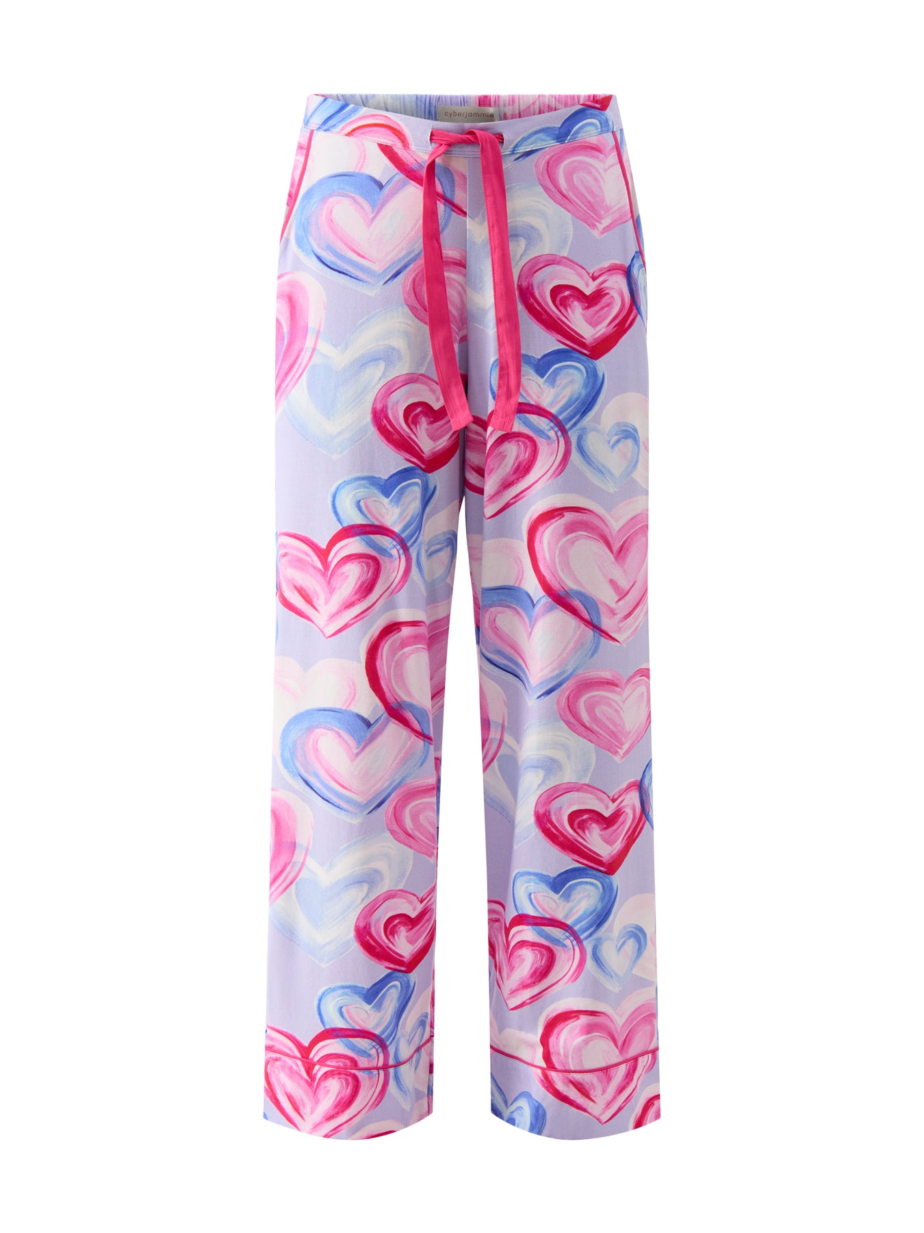 Pink Heart Printed Jersey Wide Leg Pyjama Bottoms