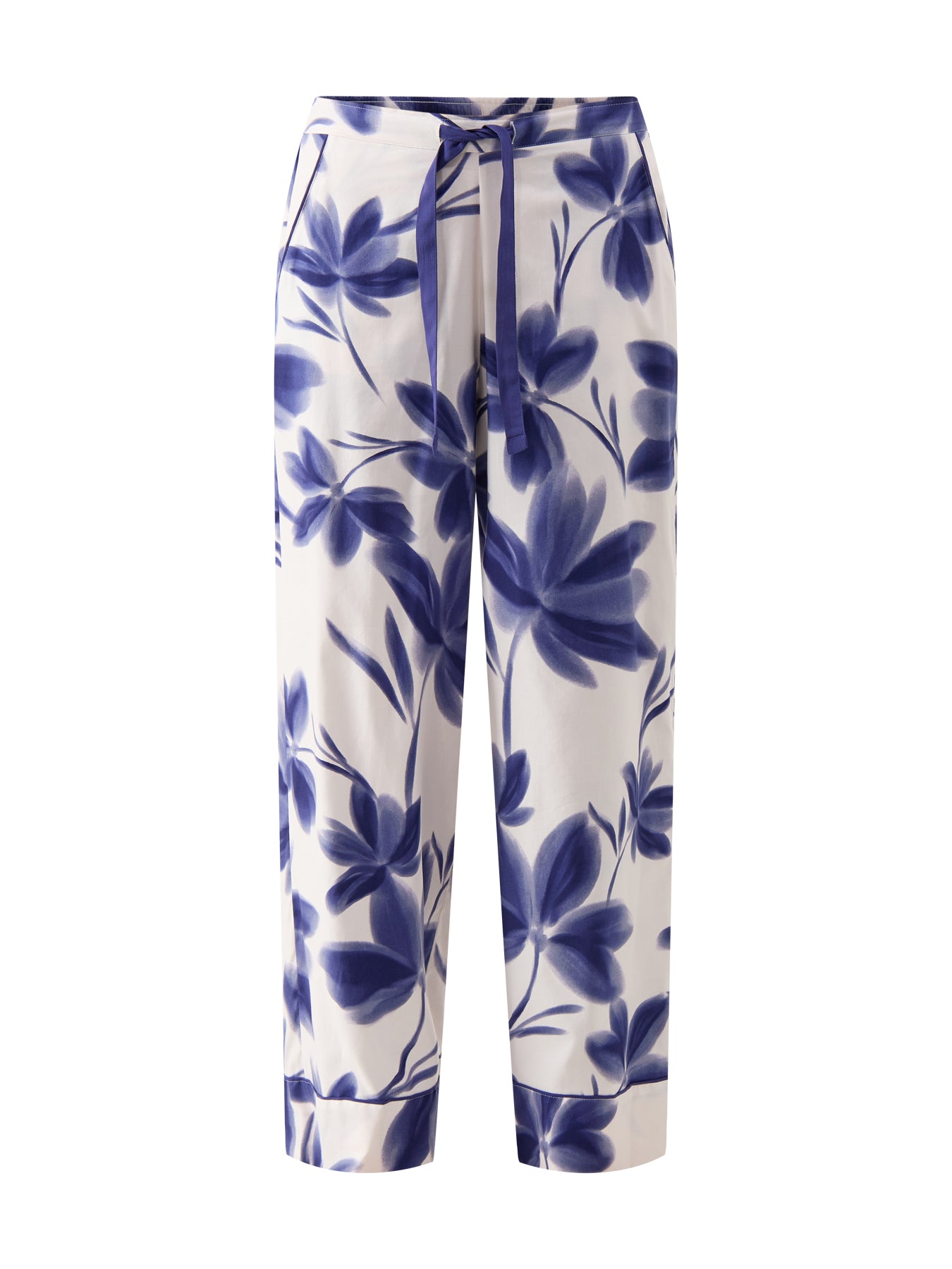 Navy Floral Print Wide Leg Pyjama Bottoms