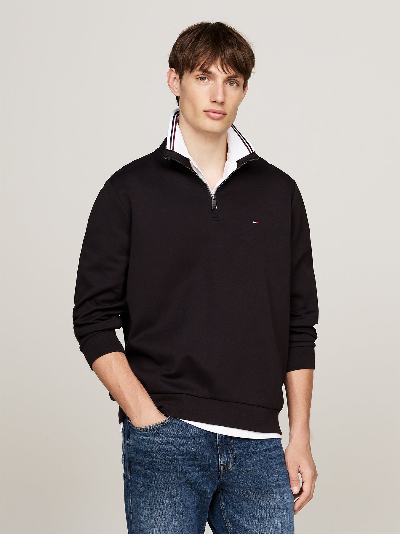 Performance Quarter-Zip Intechno Knit Jumper Black