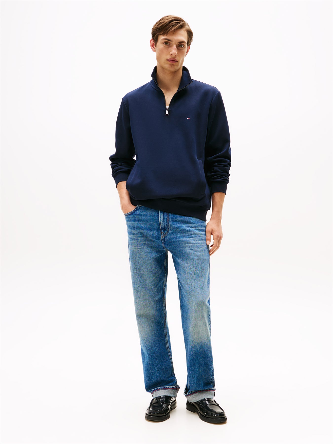 Performance Quarter Zip Intechno Knit Jumper Blue