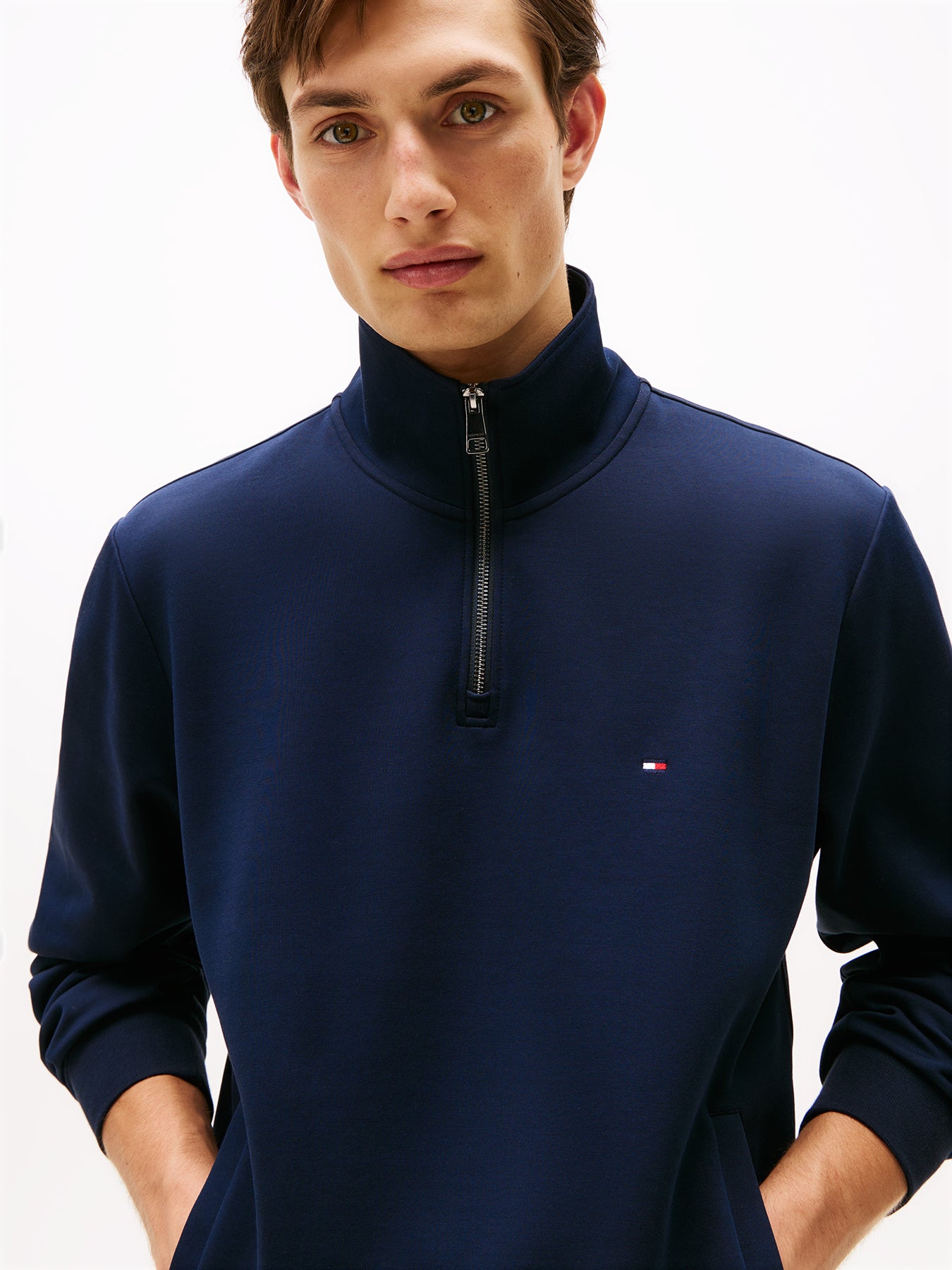 Performance Quarter Zip Intechno Knit Jumper Blue