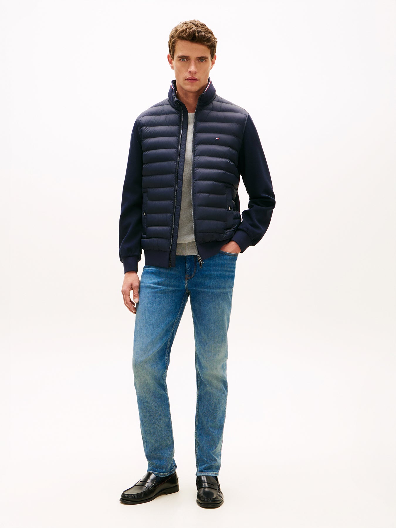 Mixed Texture Tipped Zip-Thru Jacket