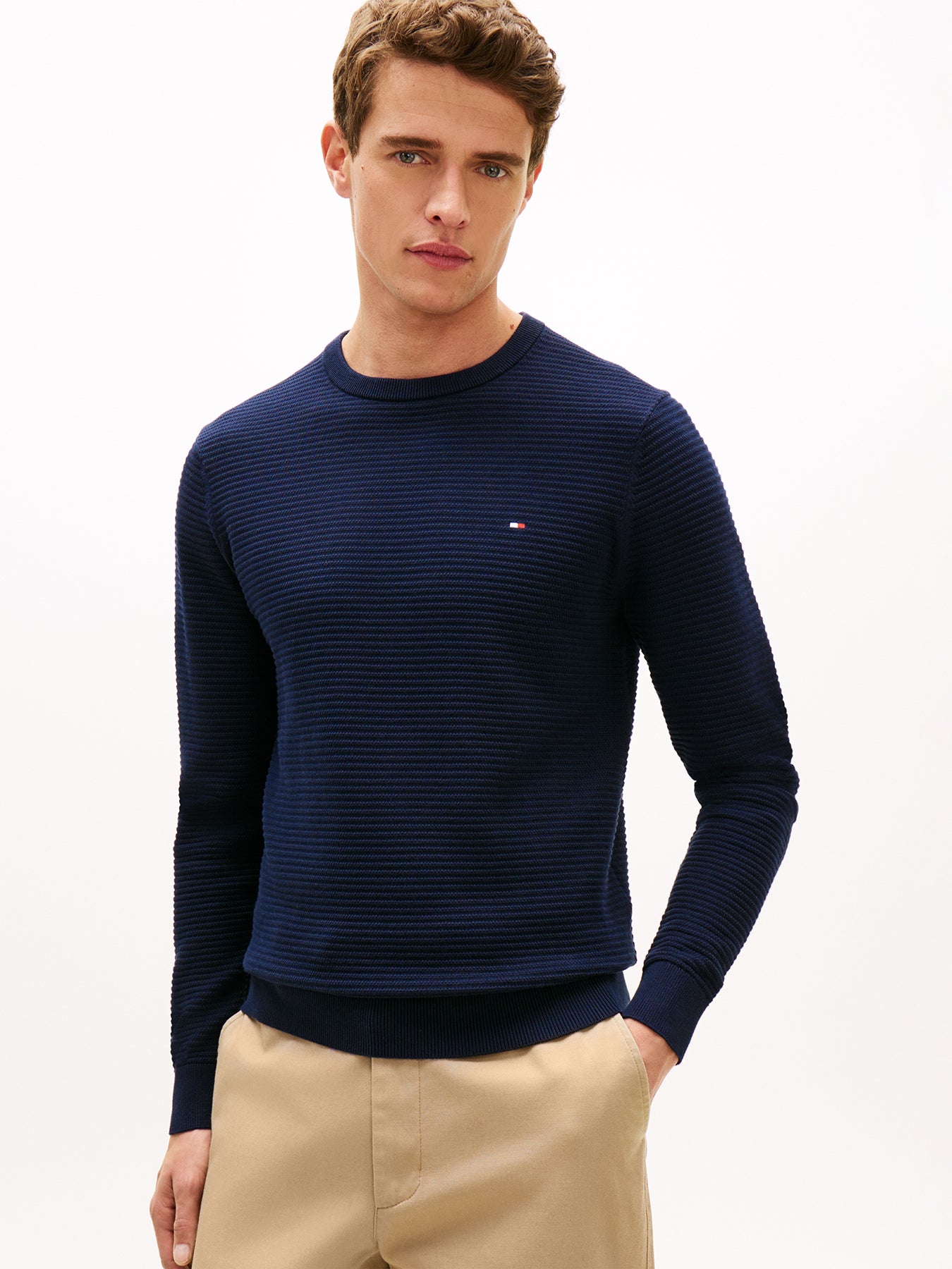Textured Knit Jumper Blue