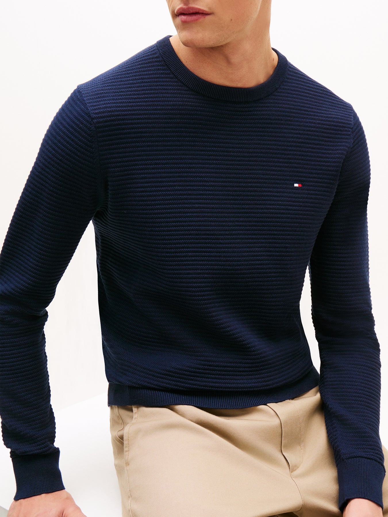 Textured Knit Jumper Blue
