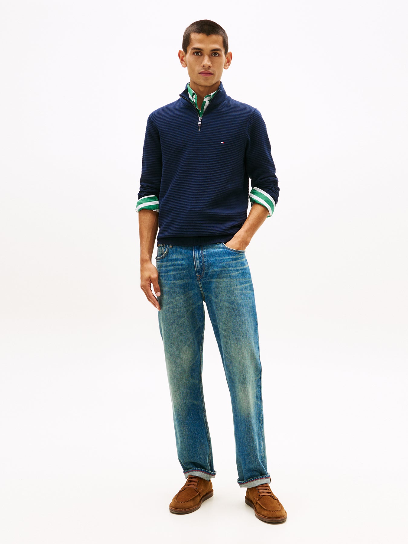 Half-Zip Knit Jumper Blue