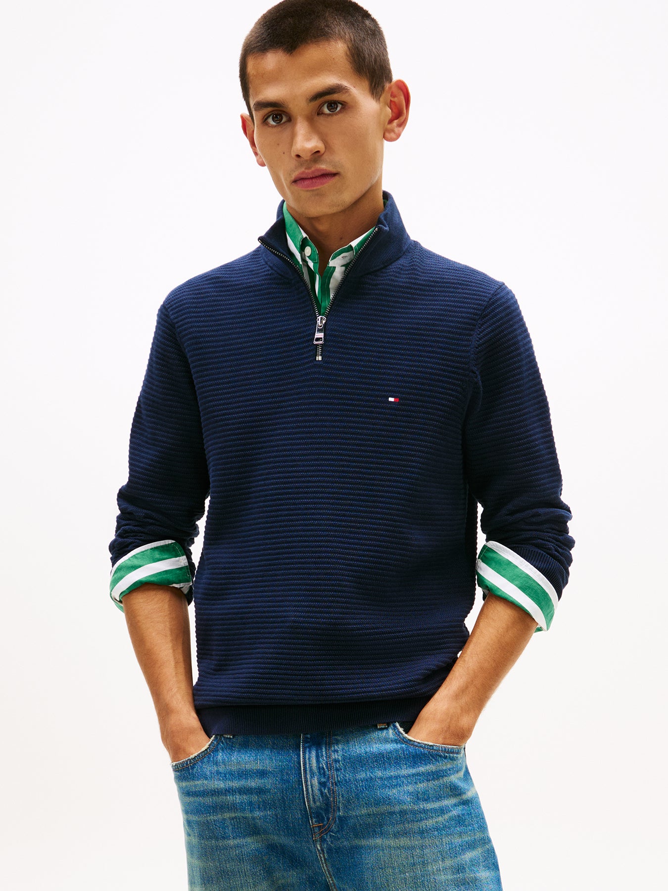 Half-Zip Knit Jumper Blue