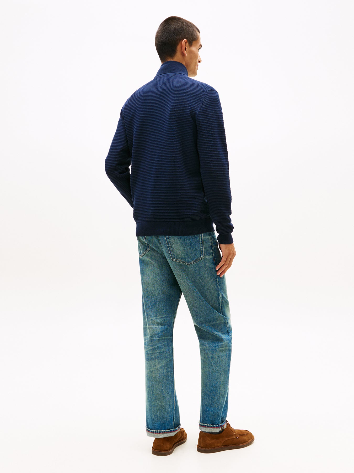 Half-Zip Knit Jumper Blue